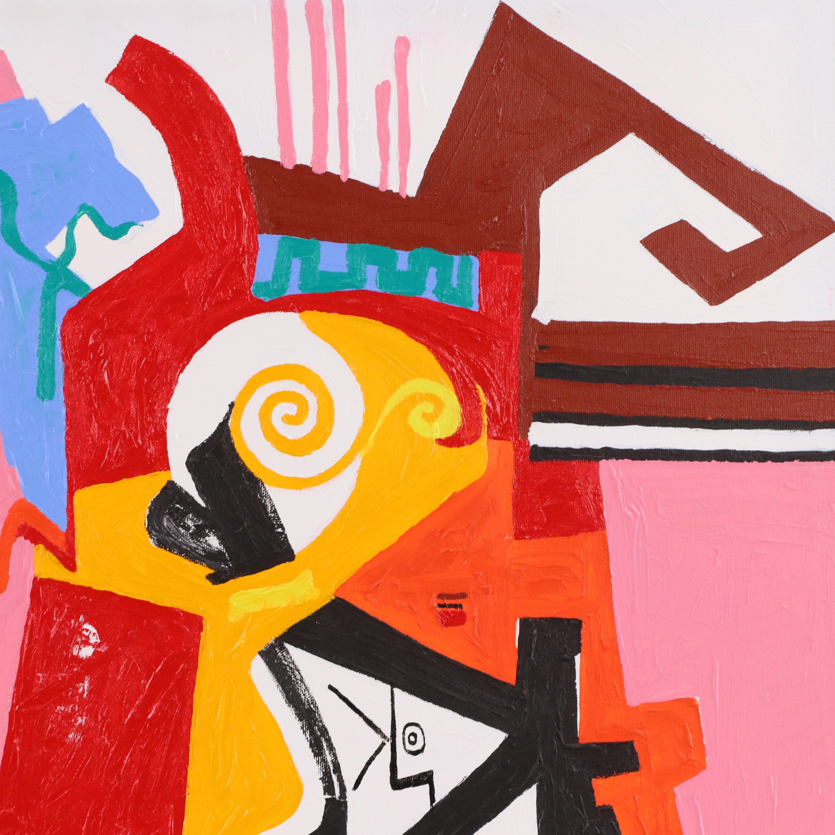 Phyllis Trager Hyman Modernist Oil Painting "Band Leader," 2005