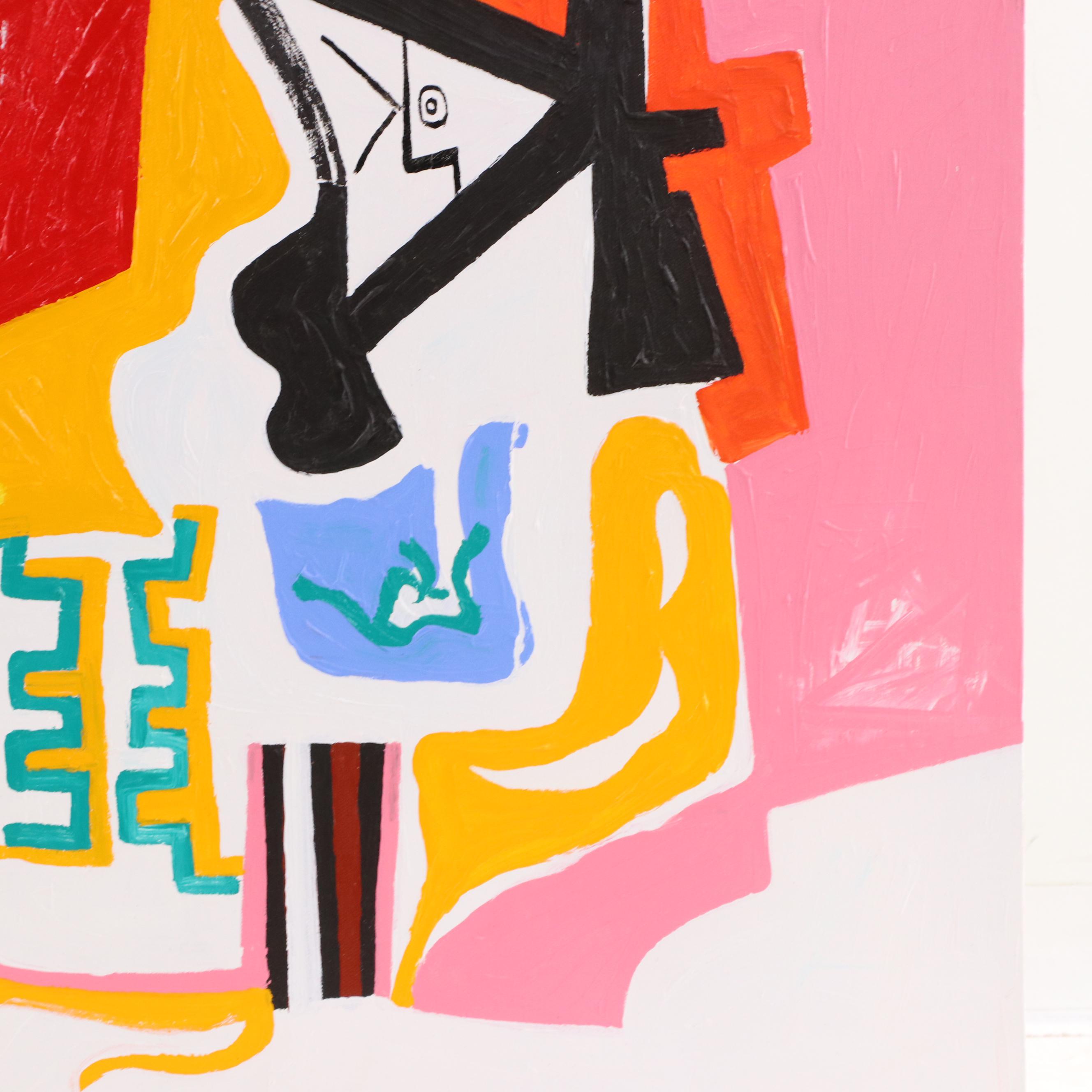 Phyllis Trager Hyman Modernist Oil Painting "Band Leader," 2005