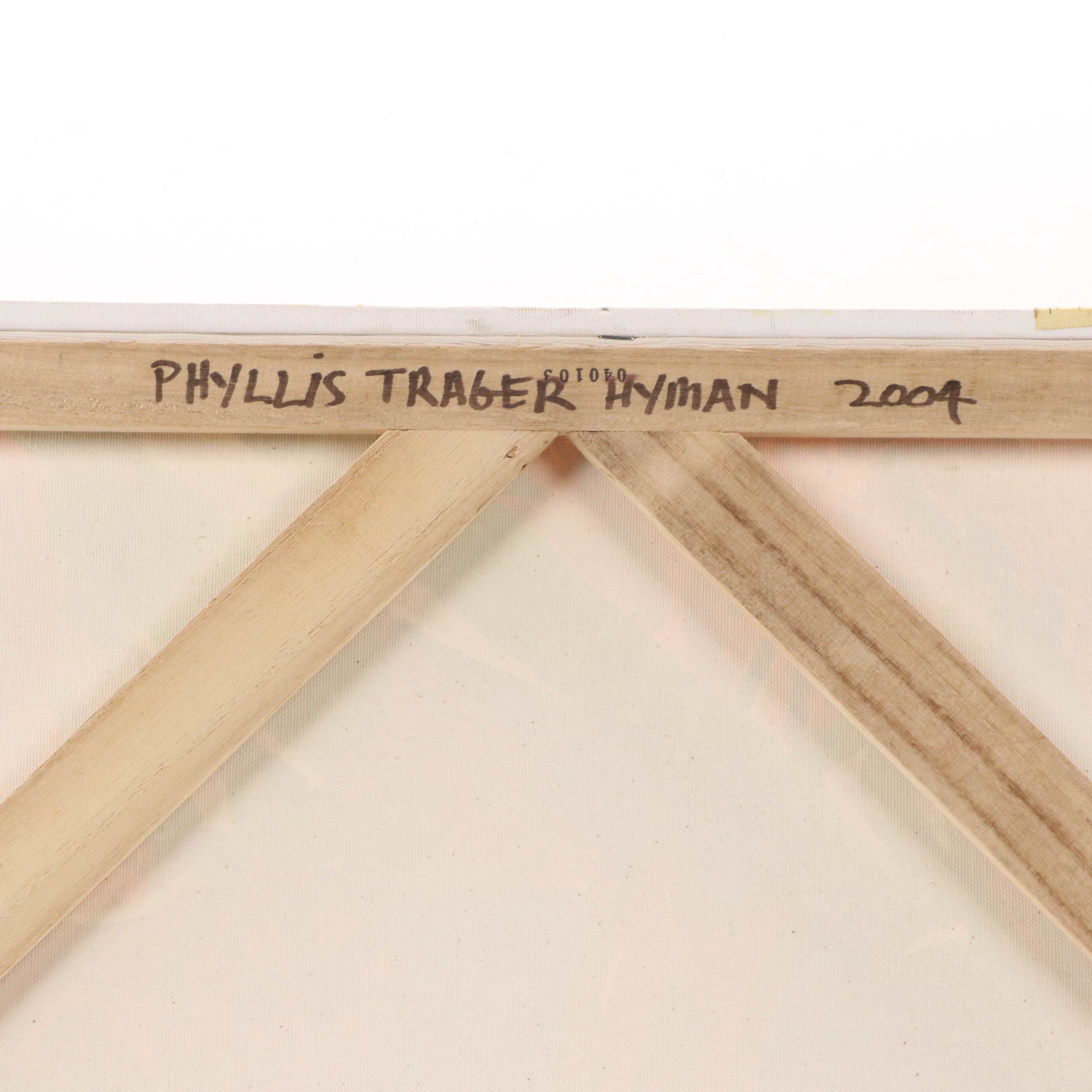 Phyllis Trager Hyman Modernist Oil Painting "Orange Flowers," 2004