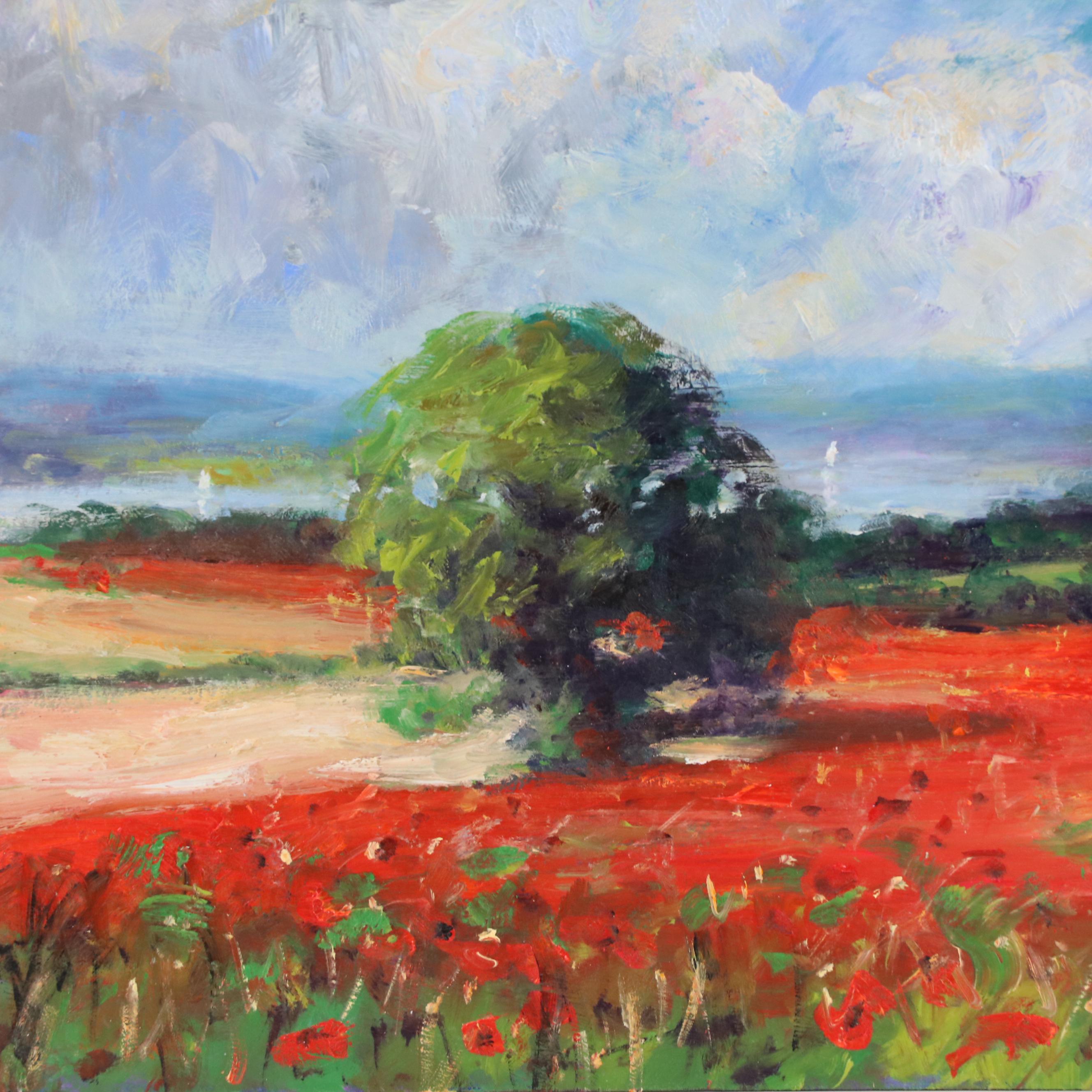 Nino Pippa Landscape Oil Painting "Provence Poppy Field in the Rhone Valley"