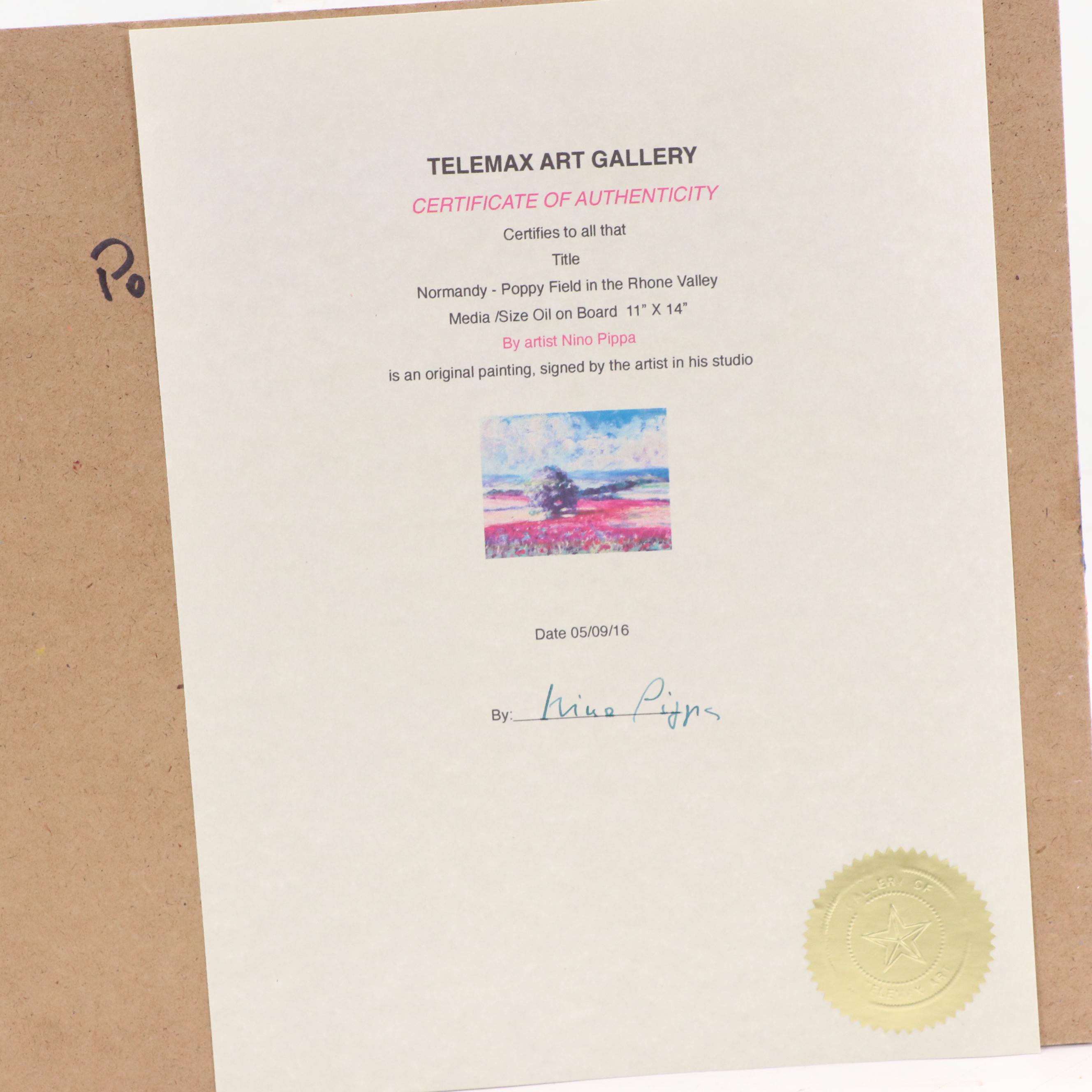 Nino Pippa Landscape Oil Painting "Provence Poppy Field in the Rhone Valley"