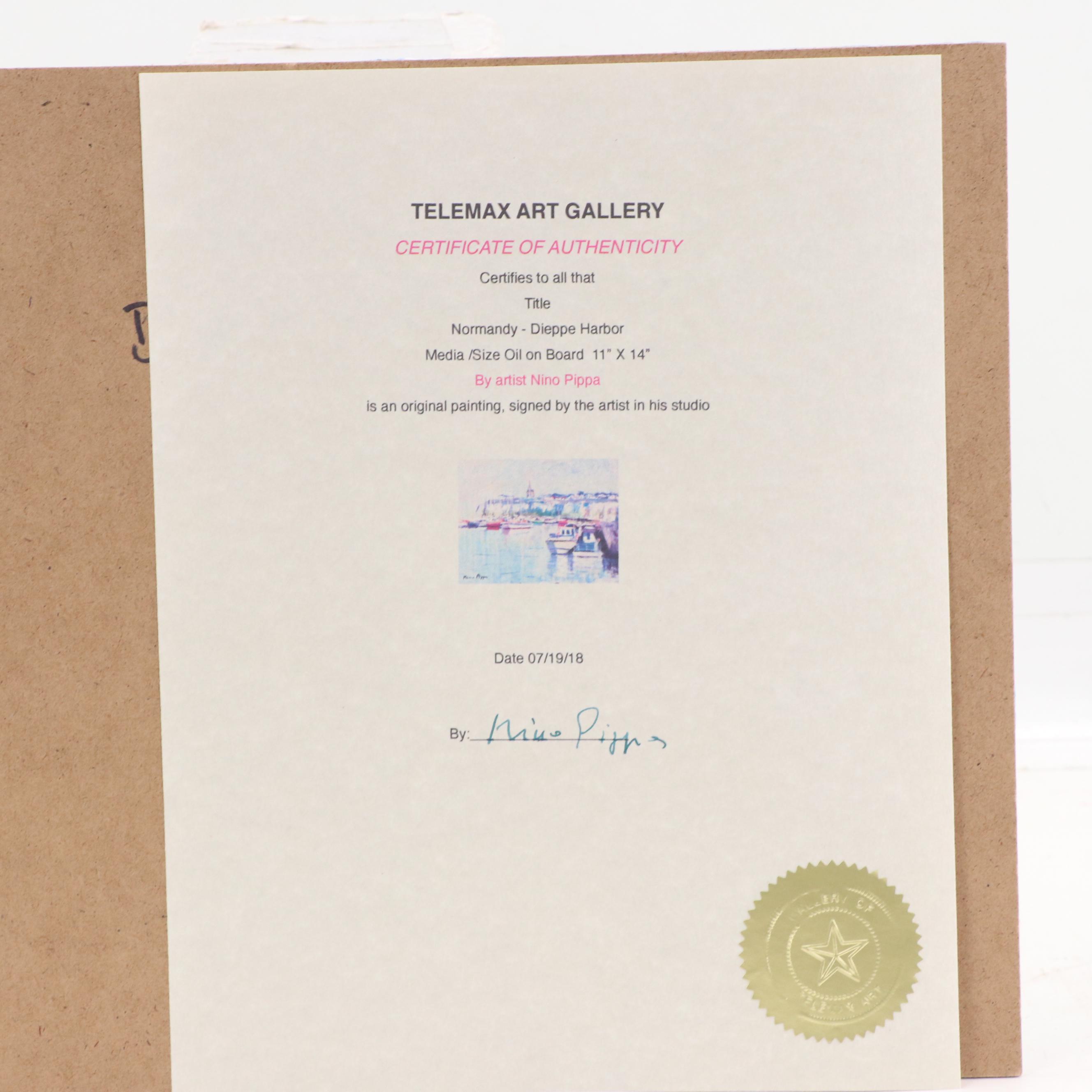 Nino Pippa Costal Landscape Oil Painting "Normandy - Dieppe Harbor"