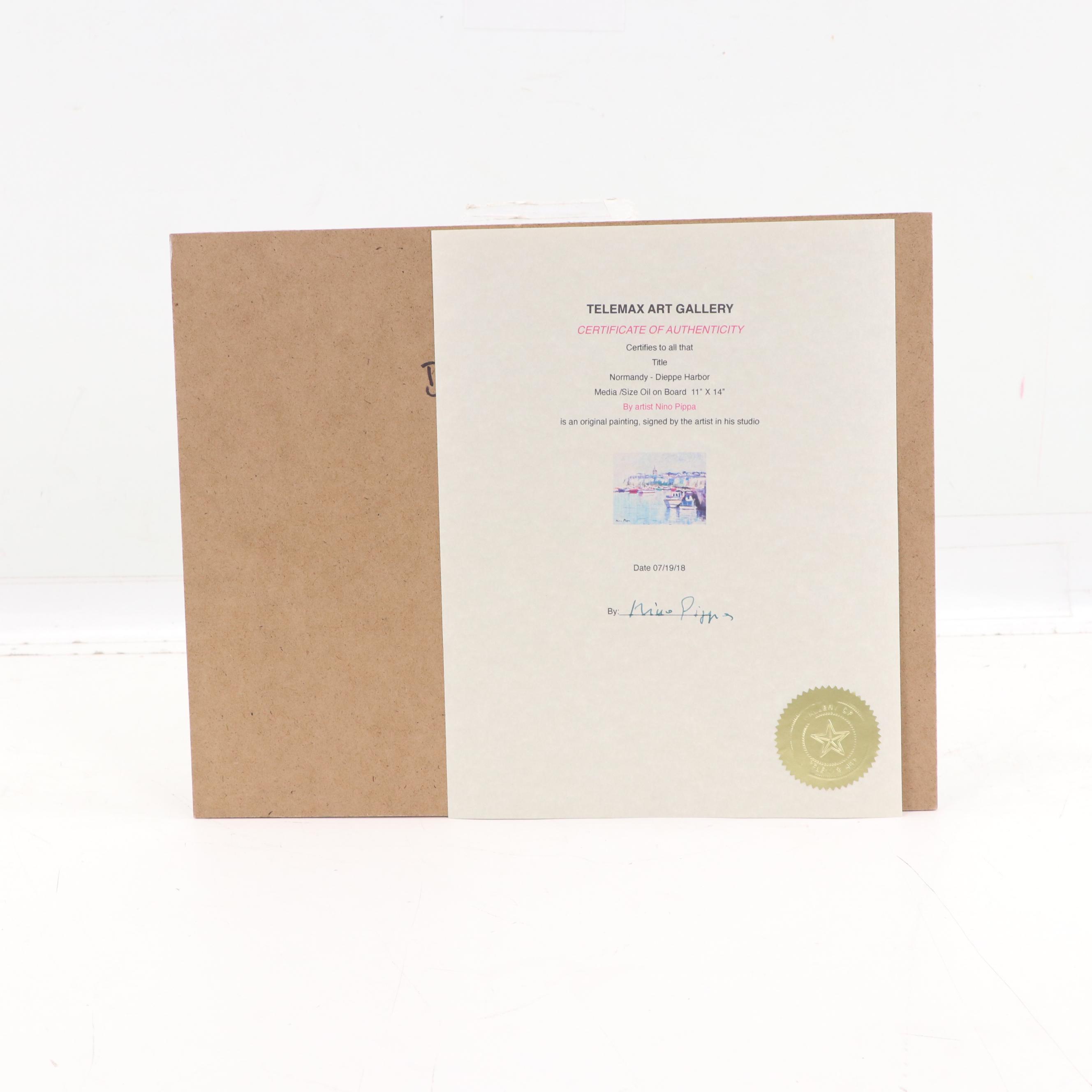 Nino Pippa Costal Landscape Oil Painting "Normandy - Dieppe Harbor"