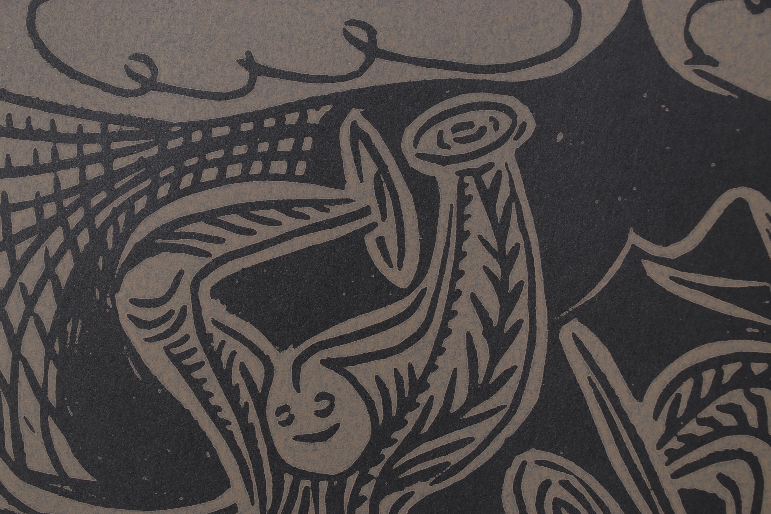 Pablo Picasso Linocut "Dancing Satyrs & Flute Player," 1962