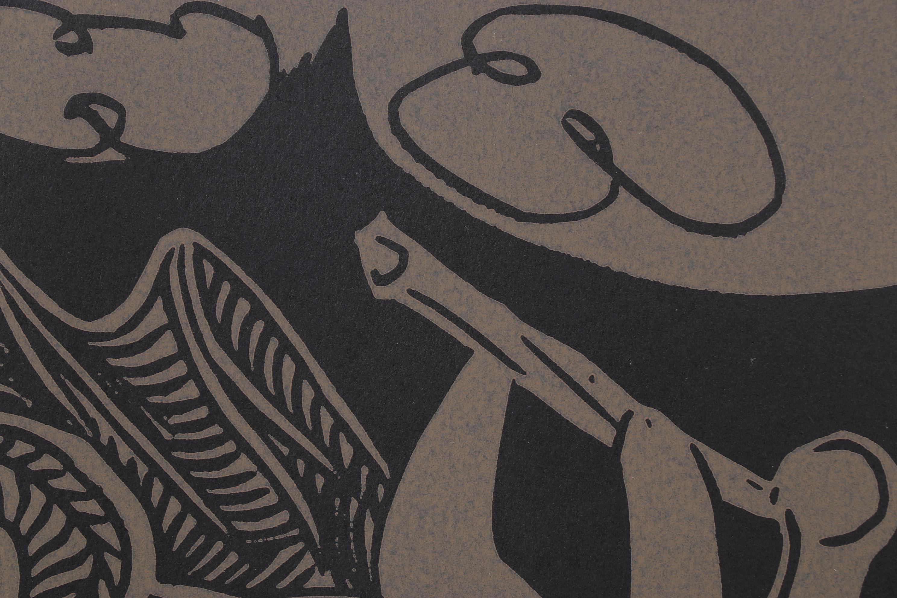 Pablo Picasso Linocut "Dancing Satyrs & Flute Player," 1962