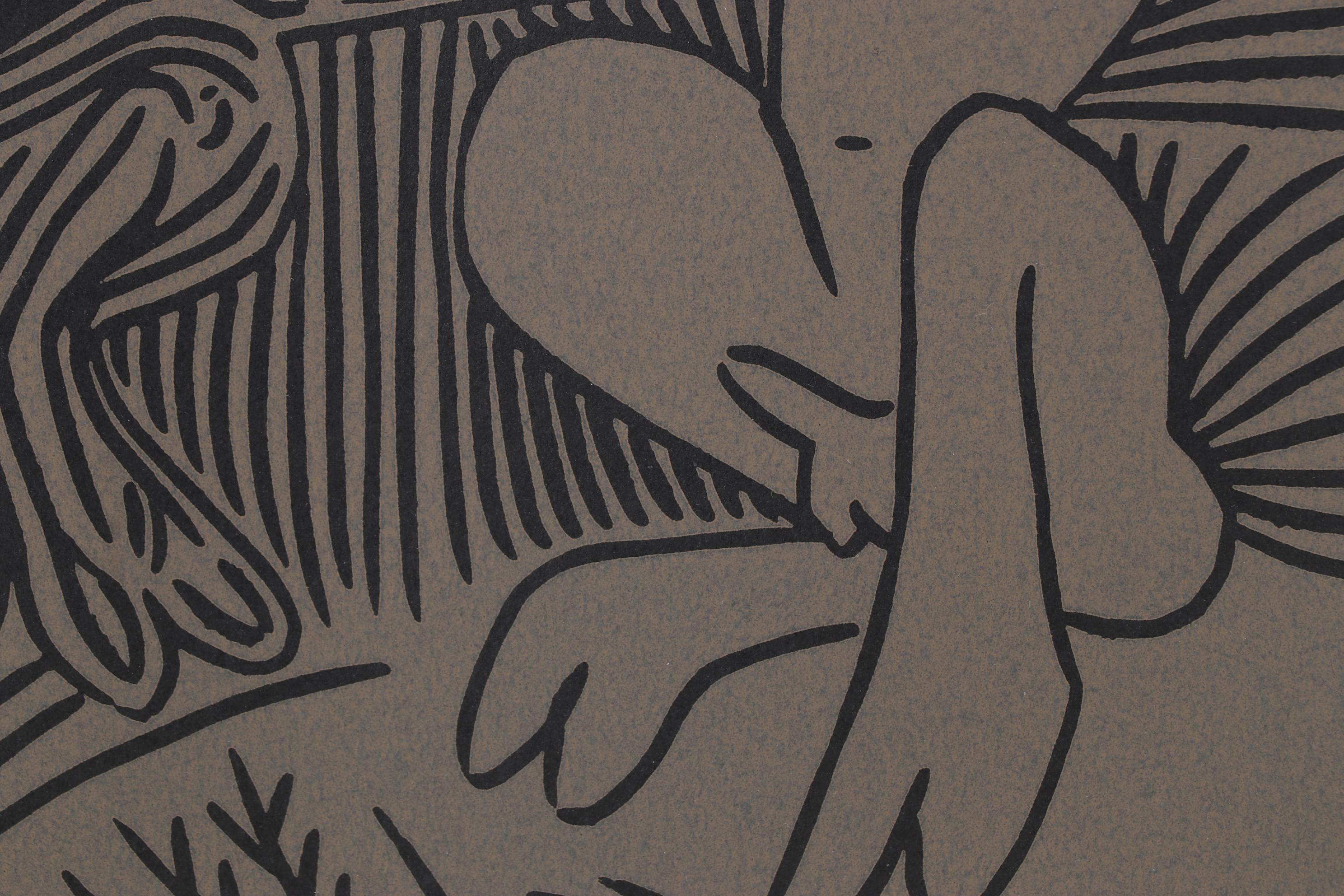 Pablo Picasso Linocut "Dancing Satyrs & Flute Player," 1962