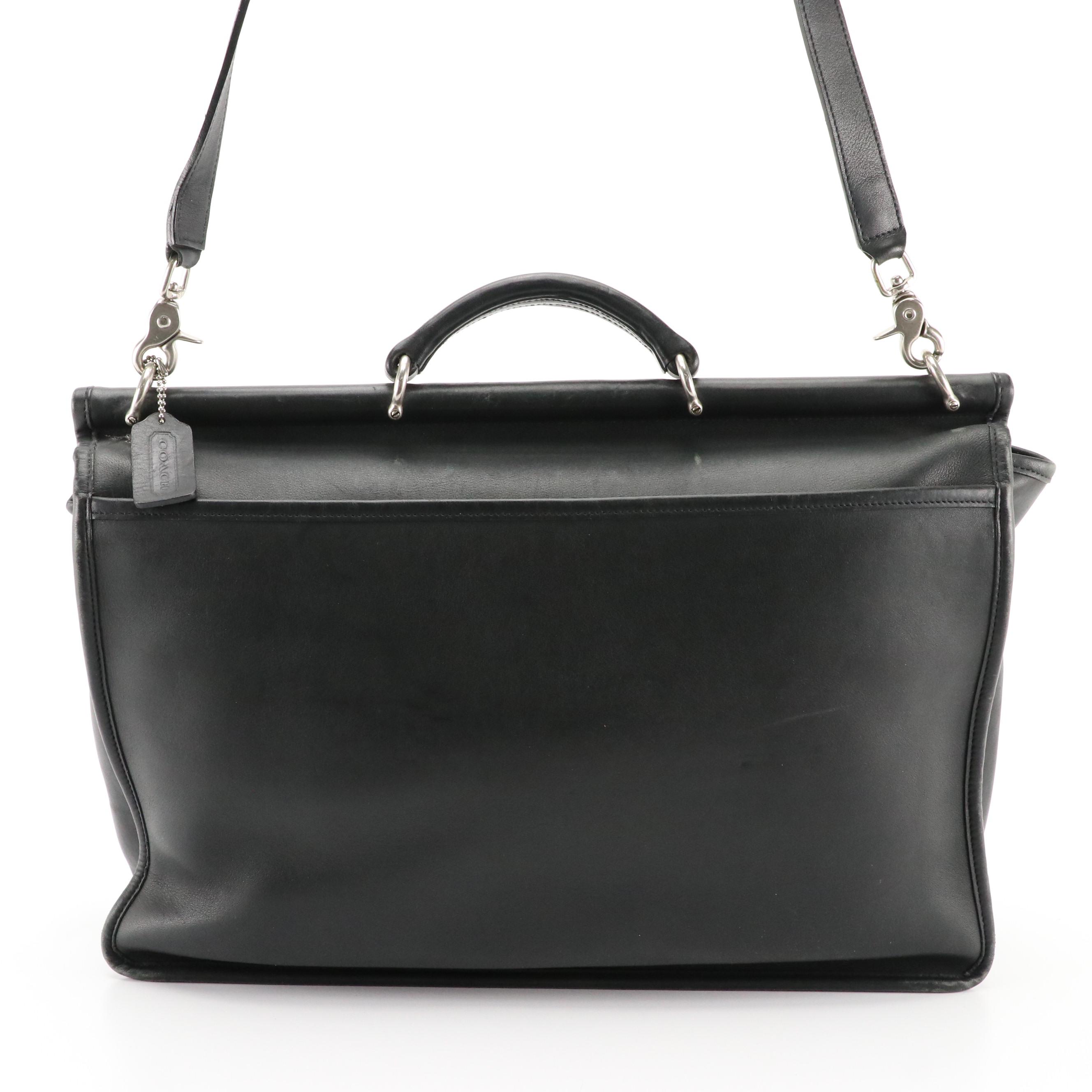 Coach Beekman 5266 Two-Way Messenger Bag Briefcase in Black Leather