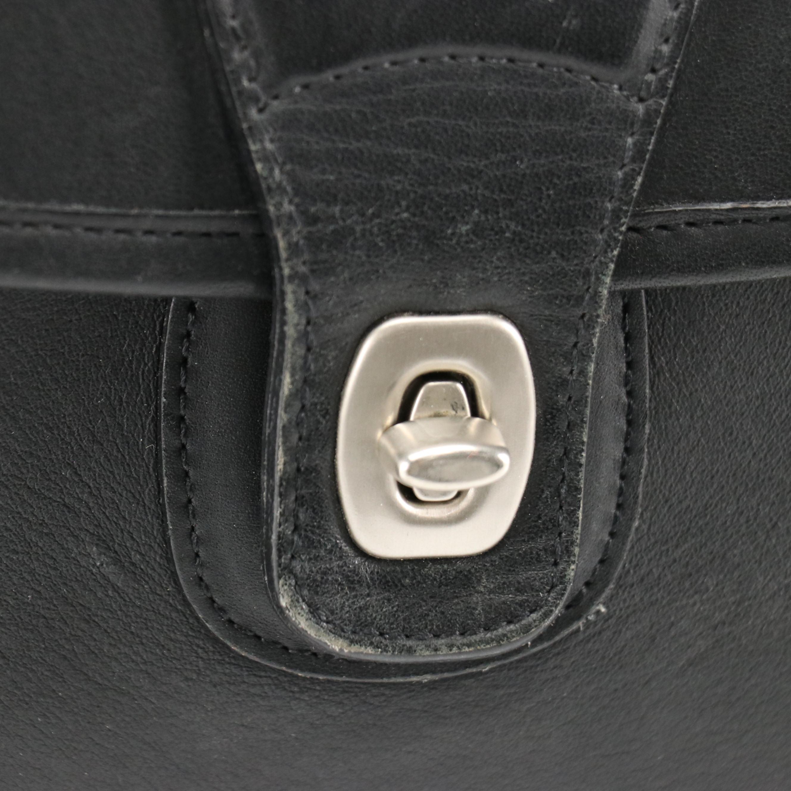 Coach Beekman 5266 Two-Way Messenger Bag Briefcase in Black Leather