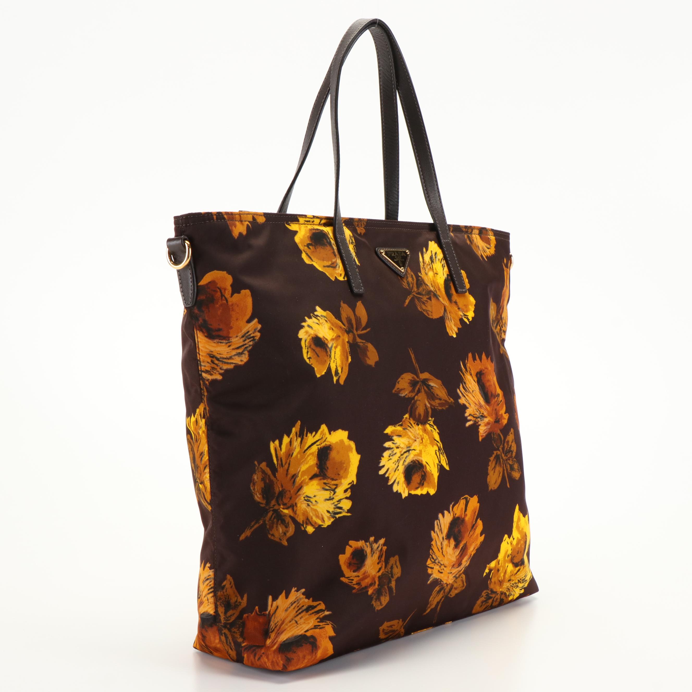 Prada Stampato Sunflower Tote in Tessuto Nylon