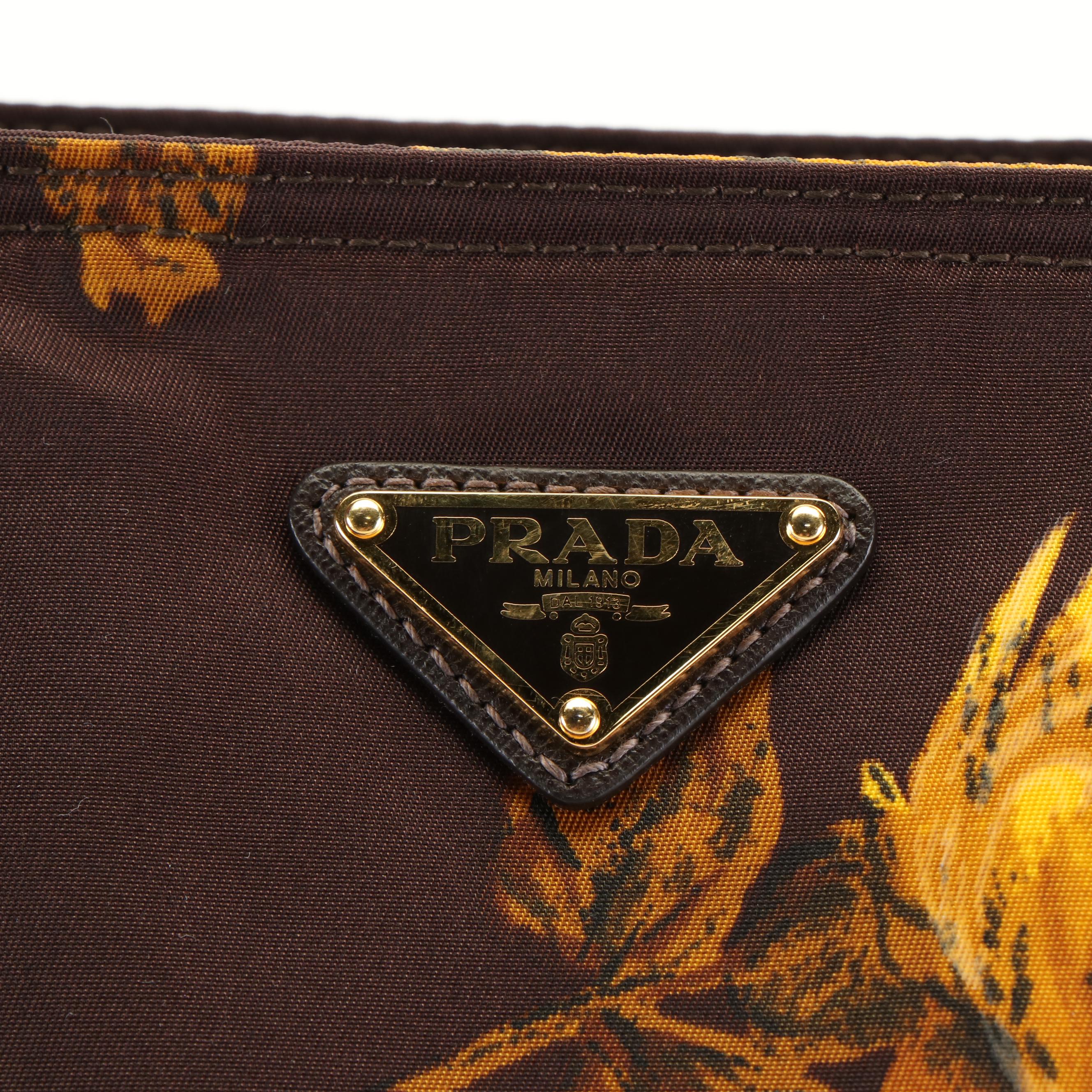 Prada Stampato Sunflower Tote in Tessuto Nylon