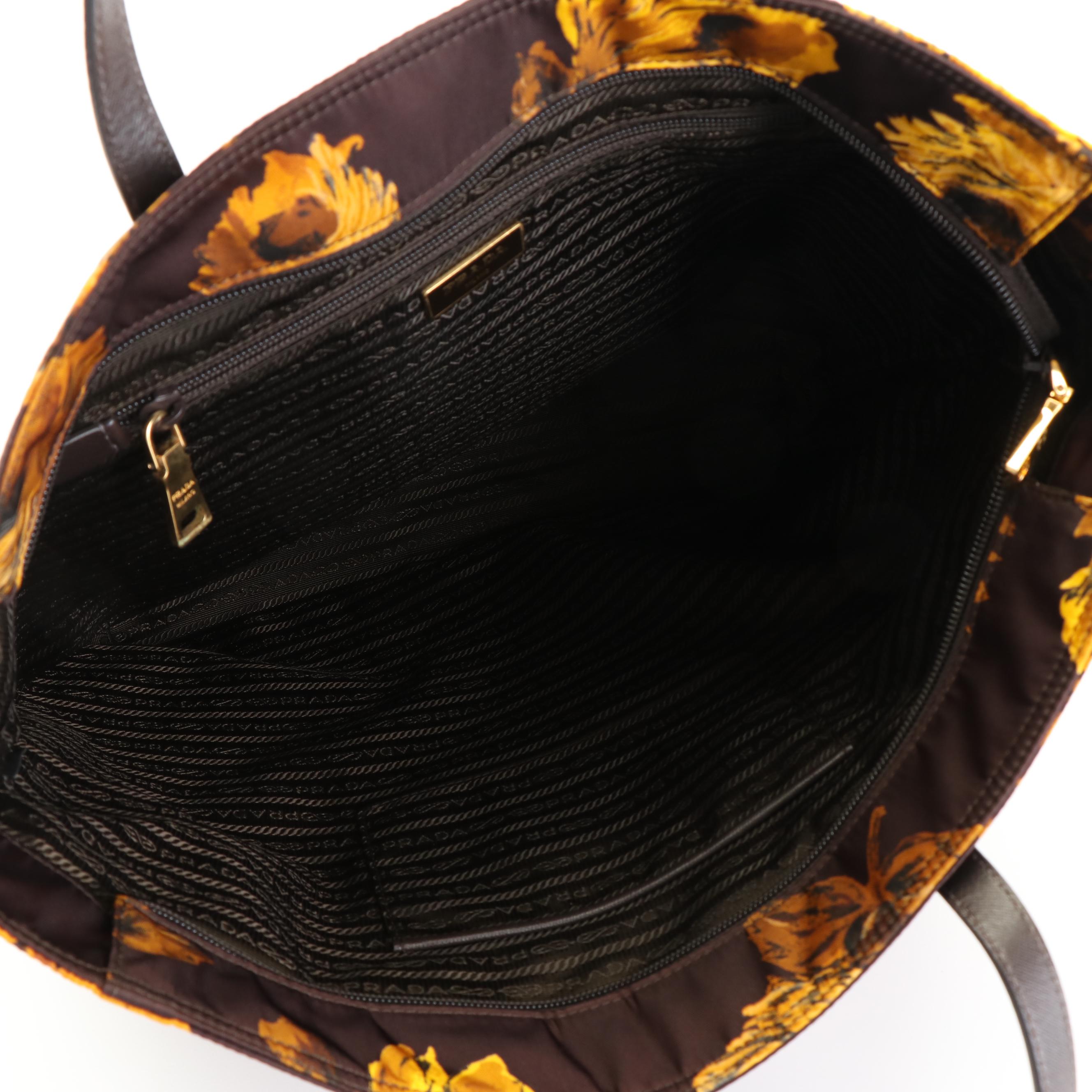 Prada Stampato Sunflower Tote in Tessuto Nylon