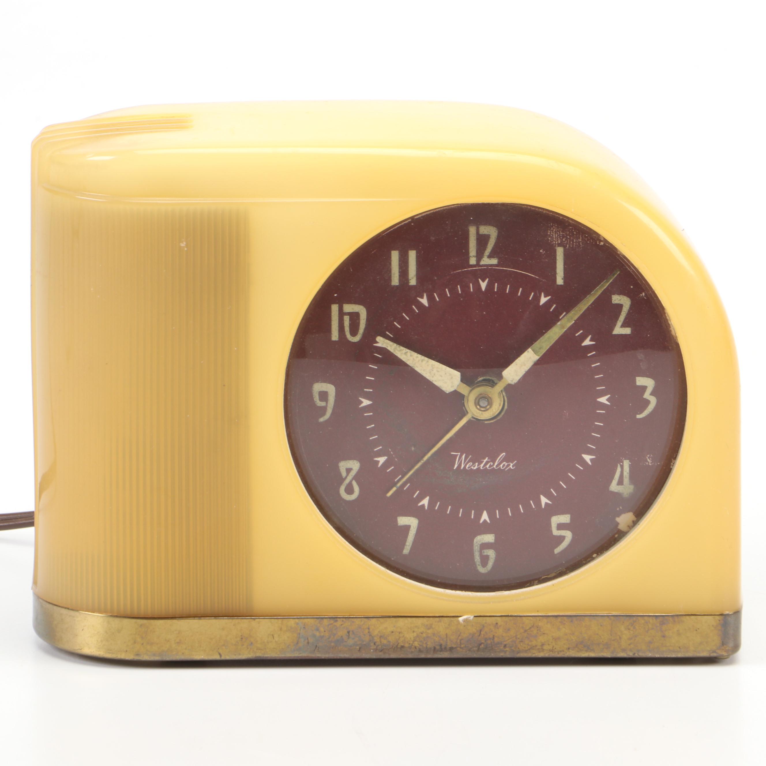 Westclox Moonbeam Art Deco Style Alarm Clock, Mid-20th Century