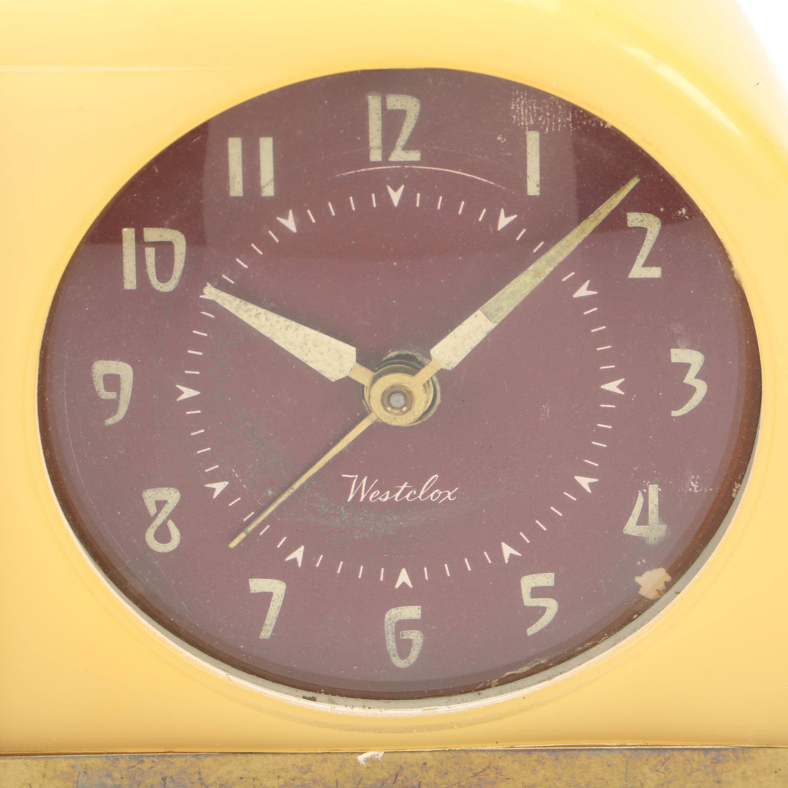 Westclox Moonbeam Art Deco Style Alarm Clock, Mid-20th Century