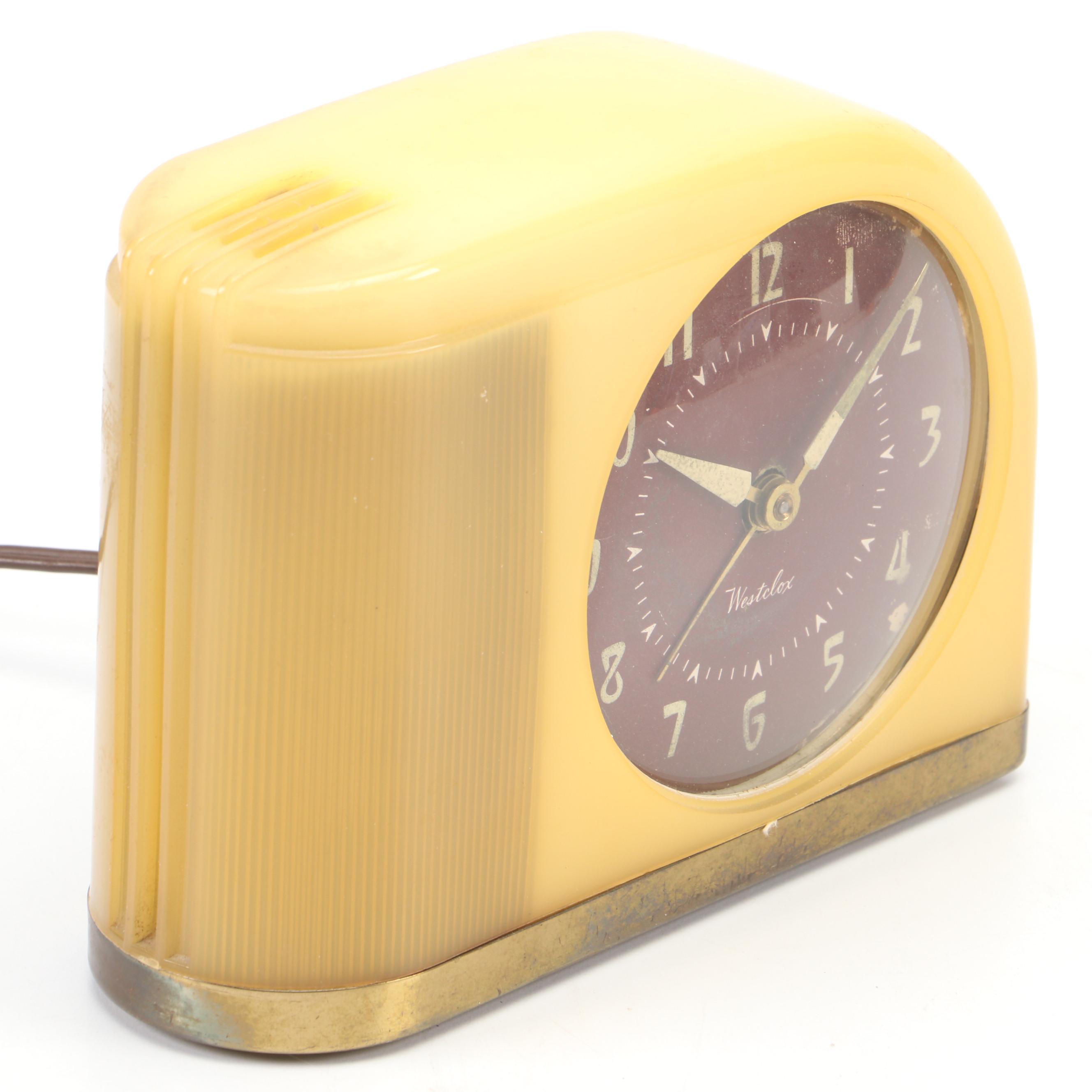 Westclox Moonbeam Art Deco Style Alarm Clock, Mid-20th Century