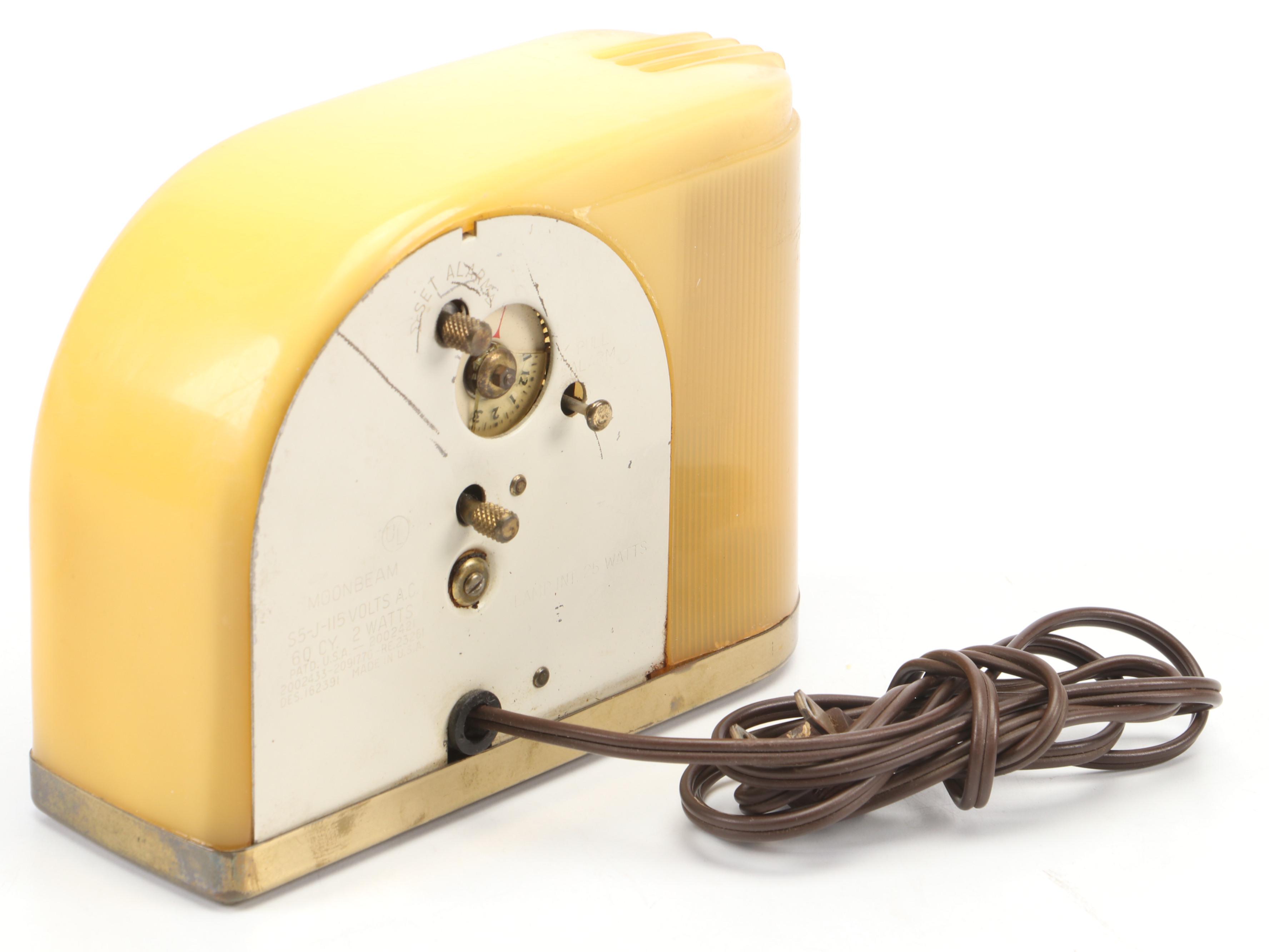 Westclox Moonbeam Art Deco Style Alarm Clock, Mid-20th Century