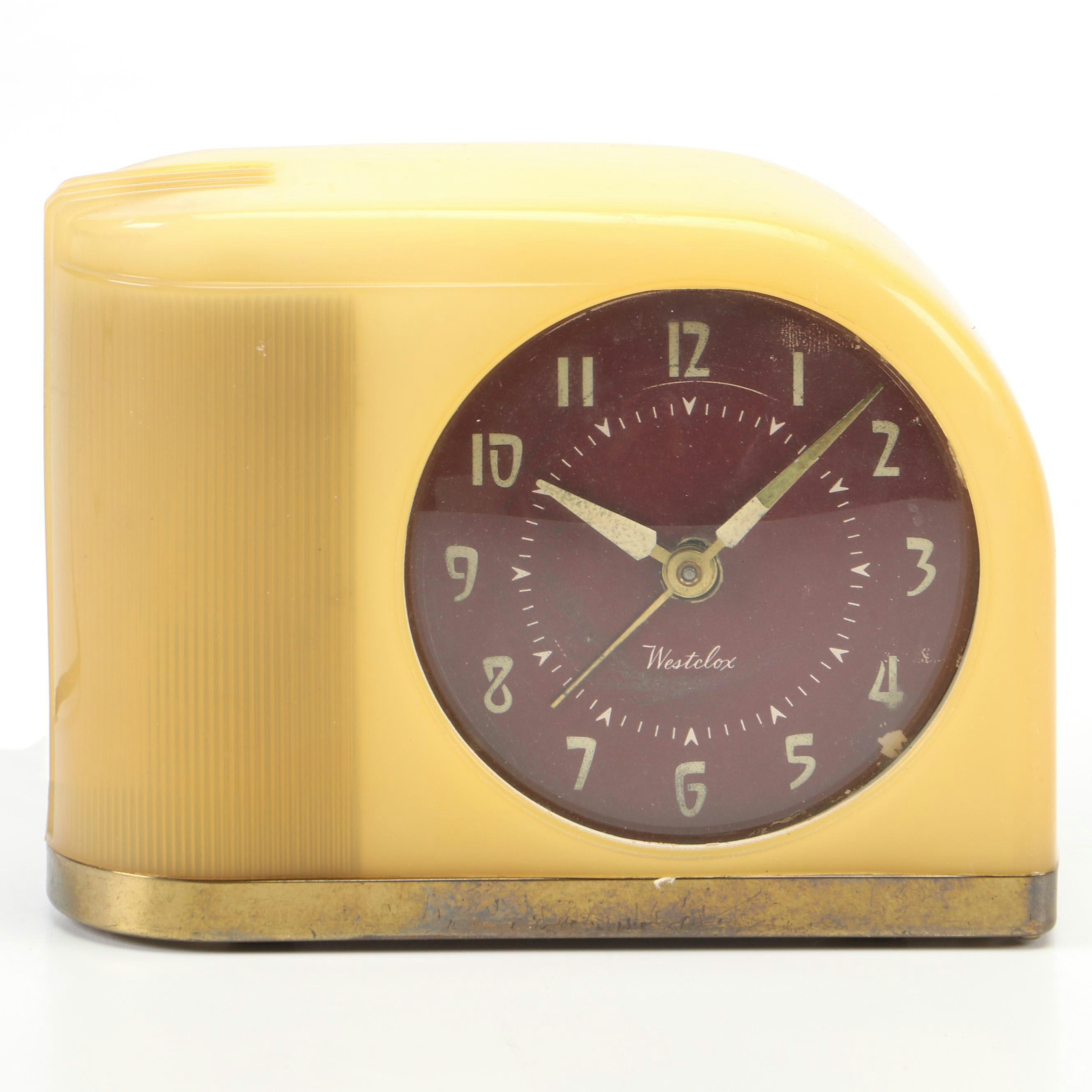 Westclox Moonbeam Art Deco Style Alarm Clock, Mid-20th Century