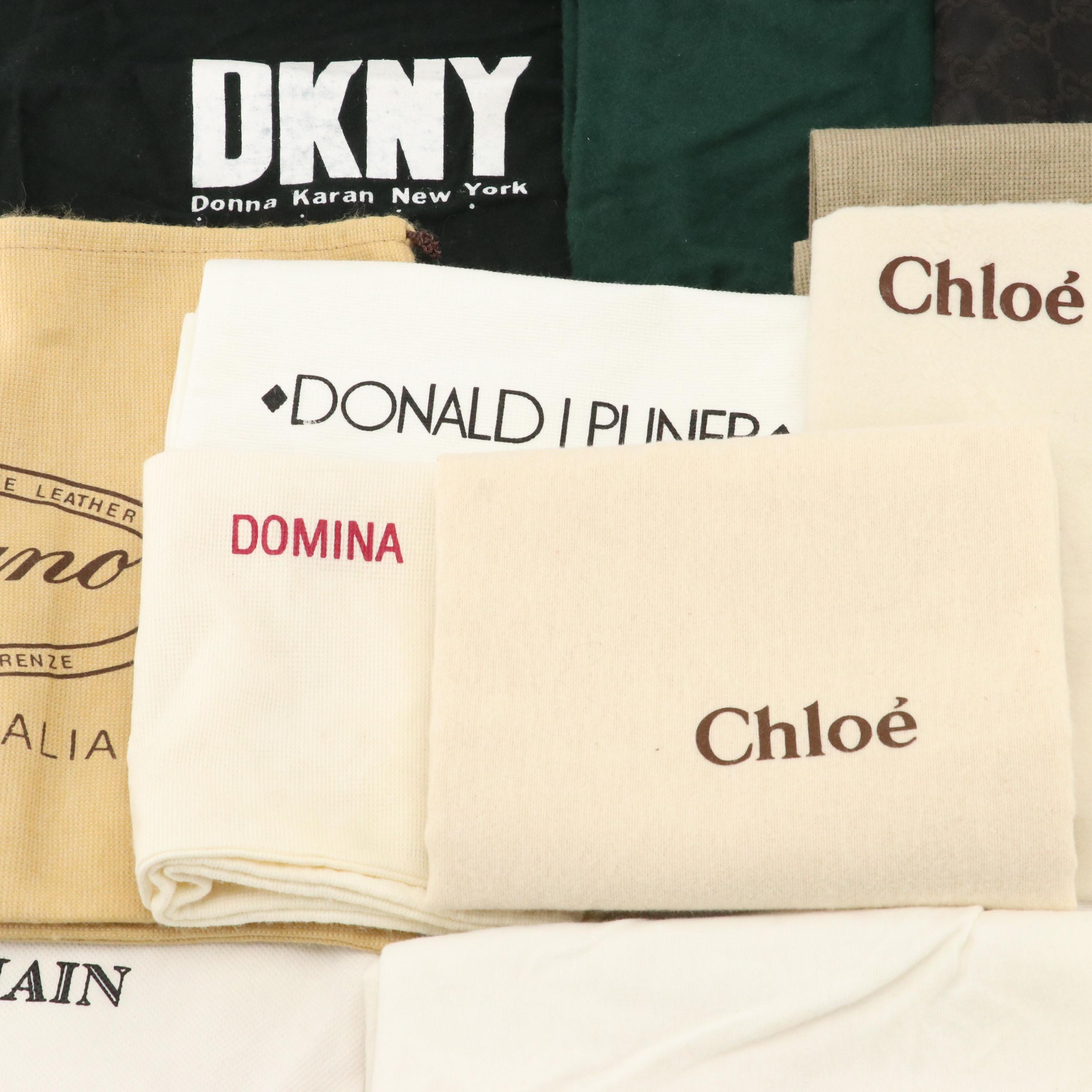 Assorted Designer Dust Bags Featuring Gucci, Fendi, Chloé, and More