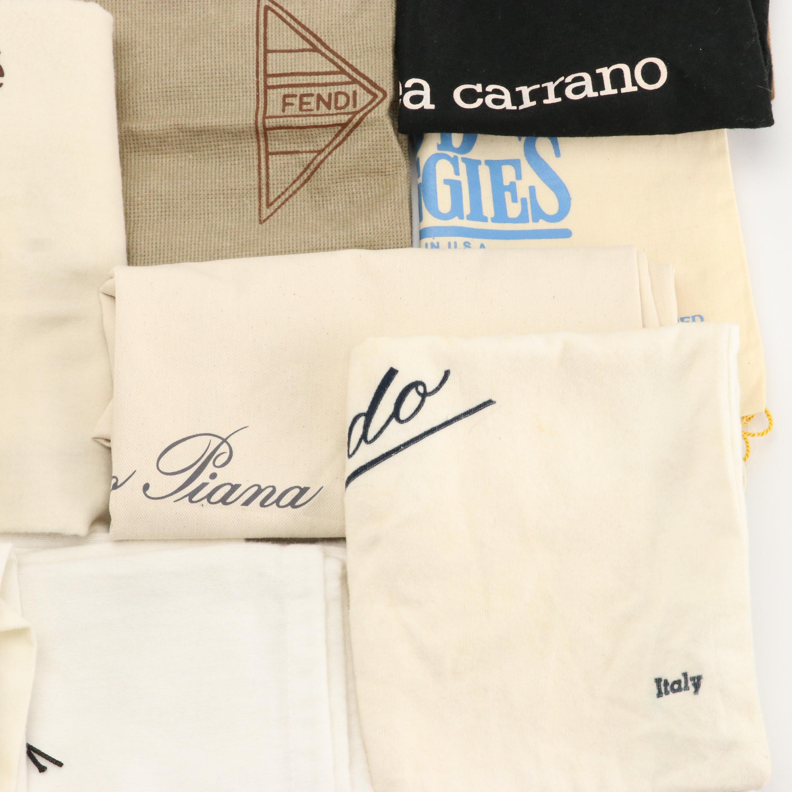Assorted Designer Dust Bags Featuring Gucci, Fendi, Chloé, and More