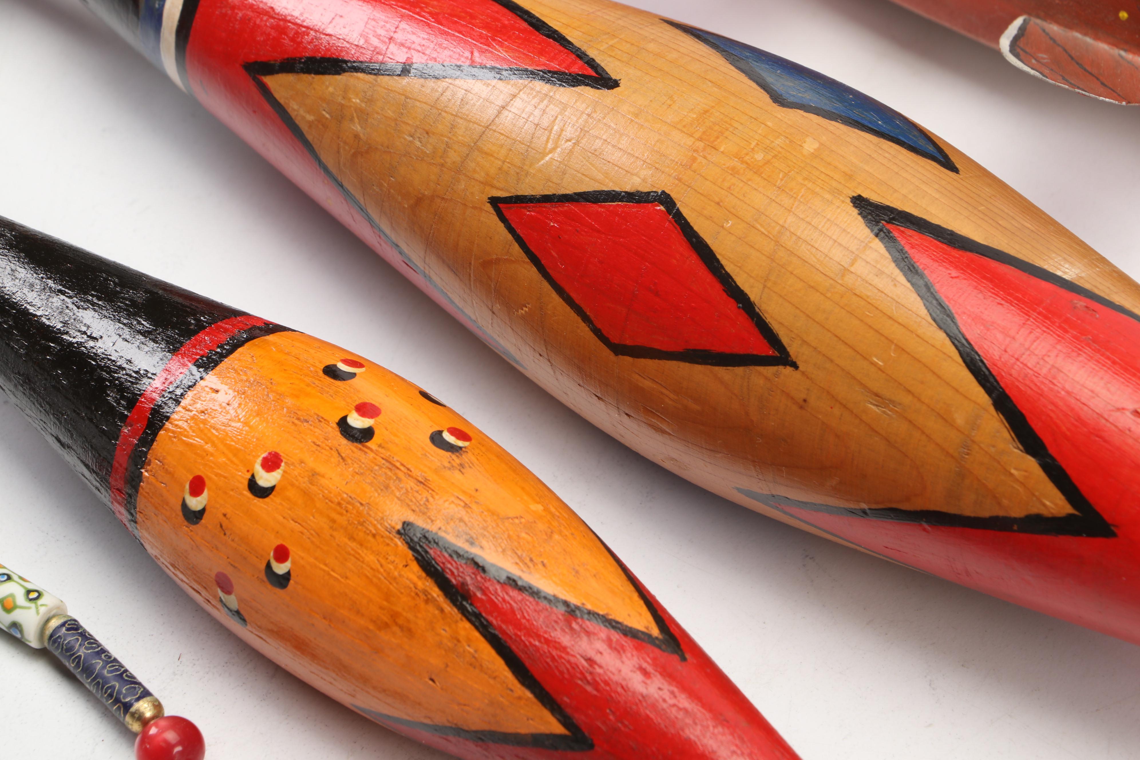 Handmade Ceramic Fish and Wood Fishing Lure Hanging Decorations