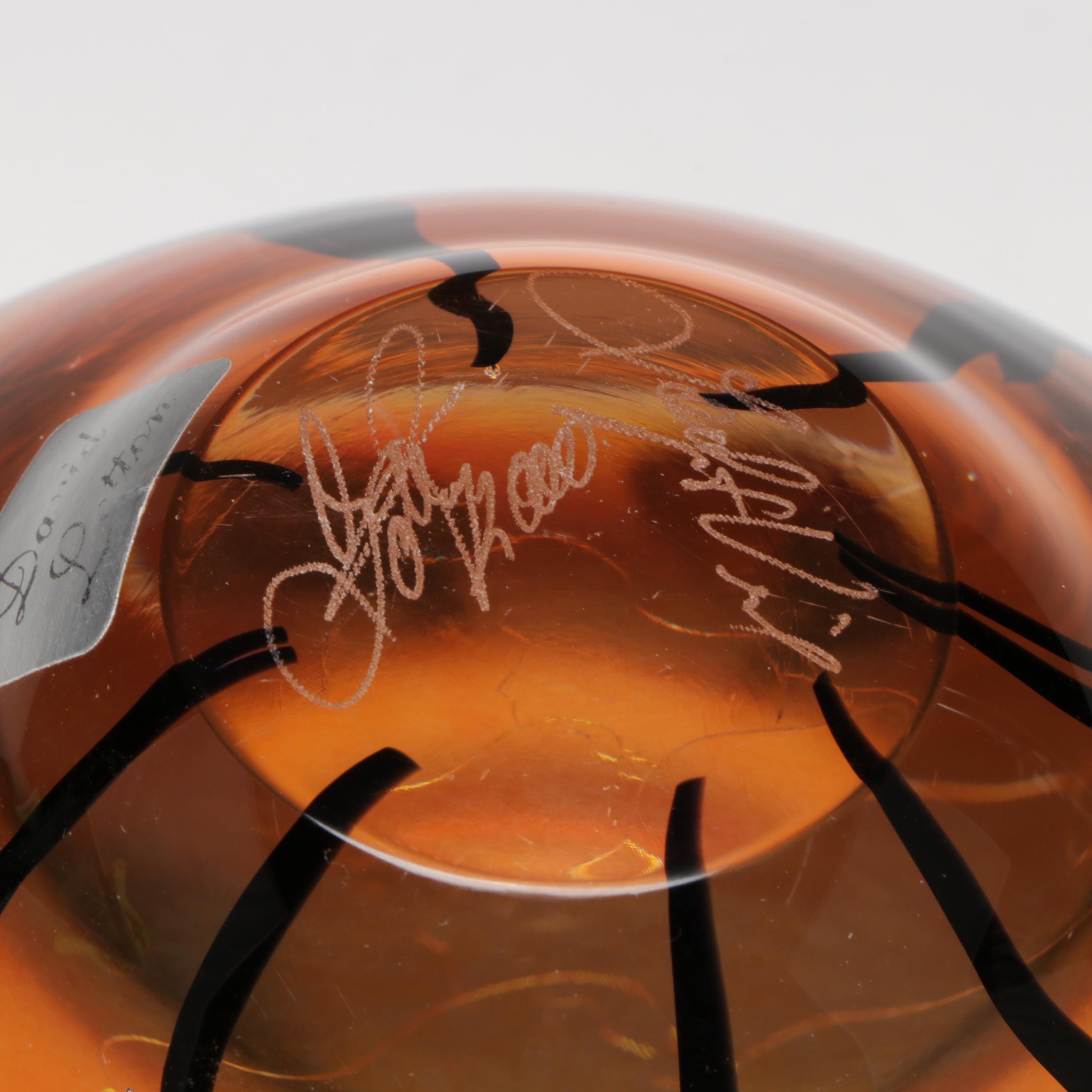 David Lotton "Leaf & Vine" Handblown Iridescent Studio Art Glass Vase, 2000