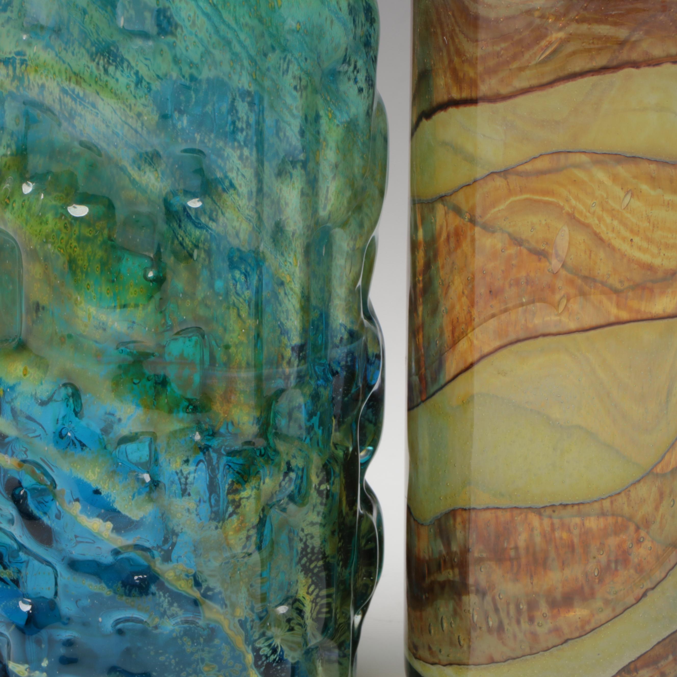 Signed Michael Harris Mdina Studio Blown Glass Vases, Mid to Late 20th Century