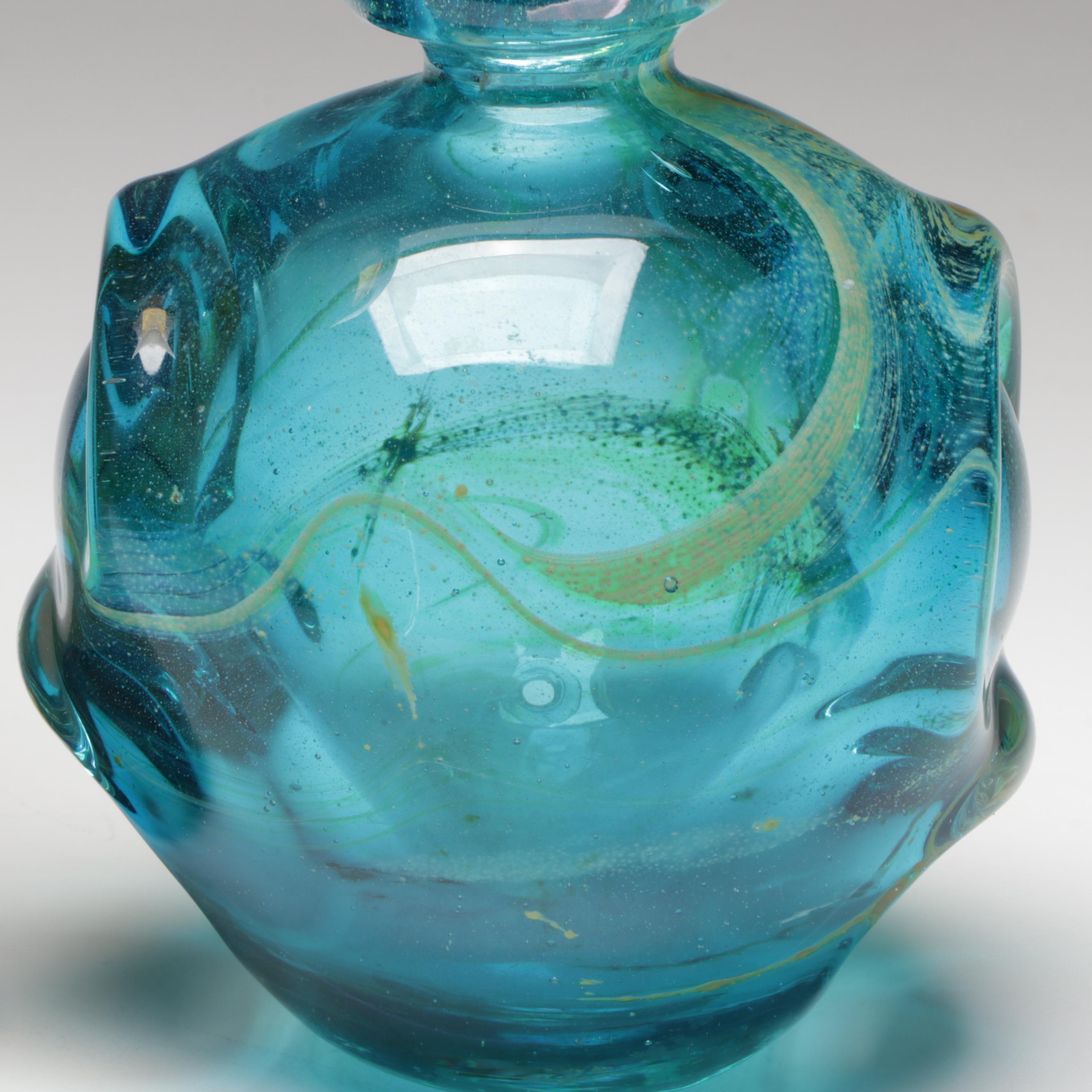 Signed Michael Harris Mdina Studio Blown Glass Vases, Mid to Late 20th Century