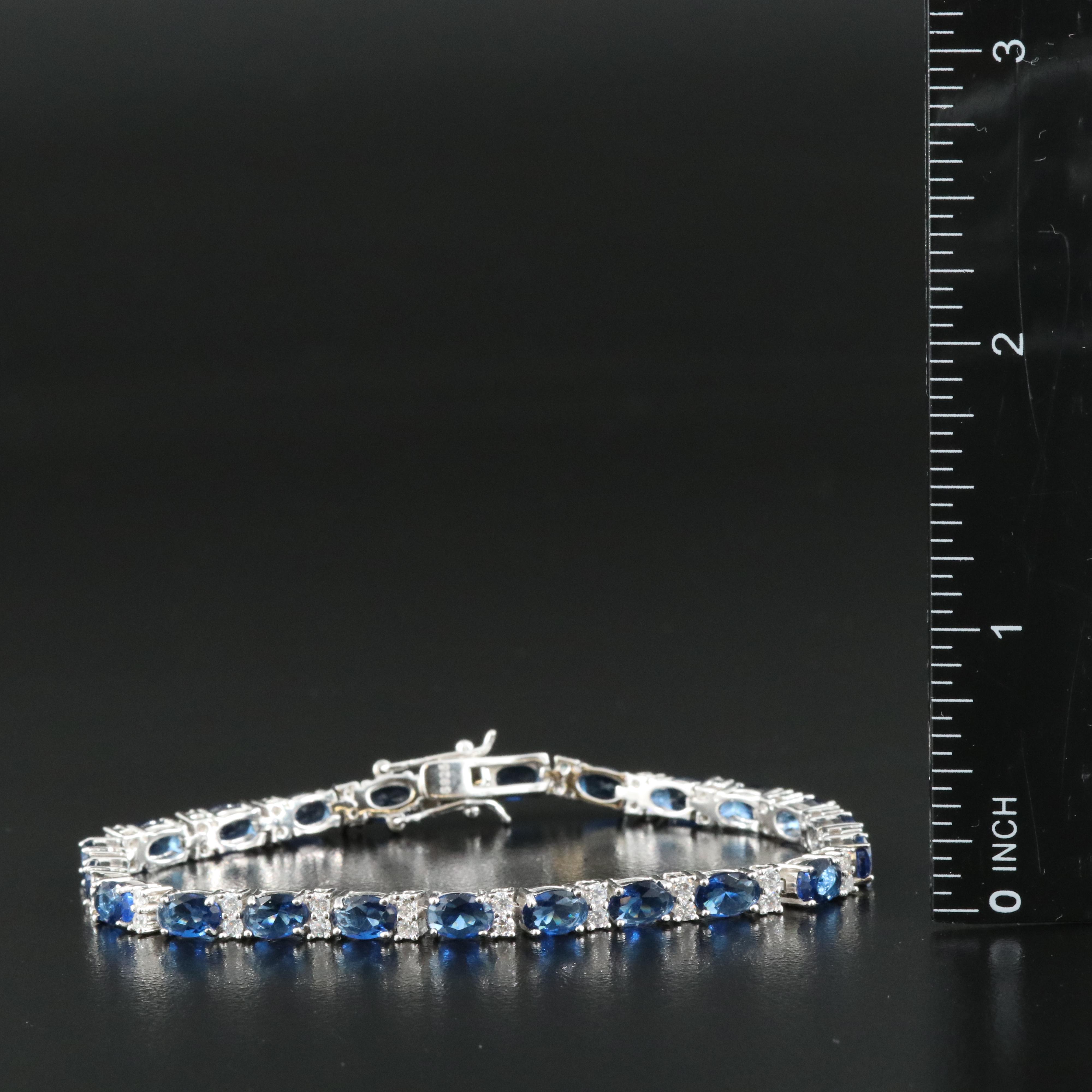 Sterling Glass and CZ  Line Bracelets
