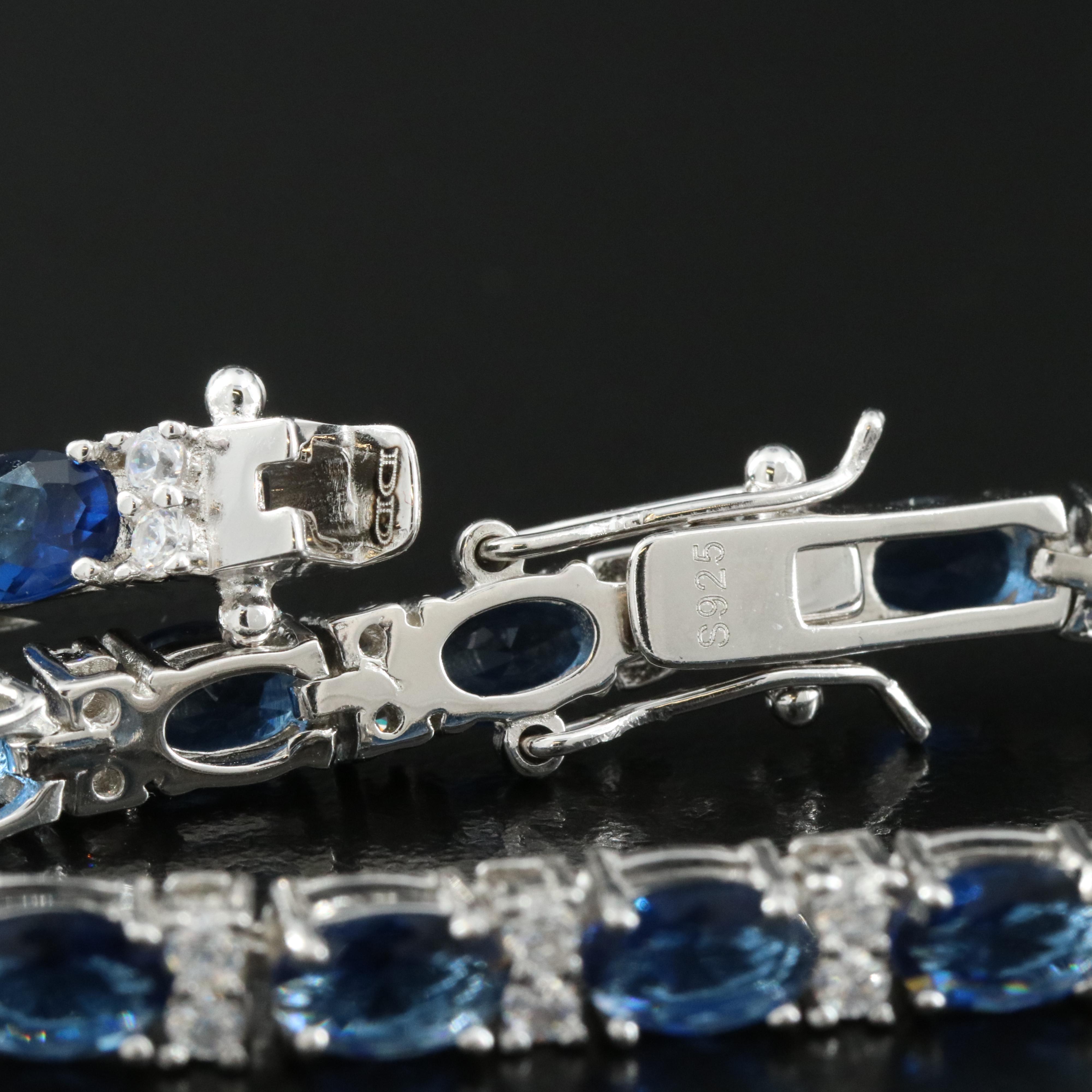Sterling Glass and CZ  Line Bracelets