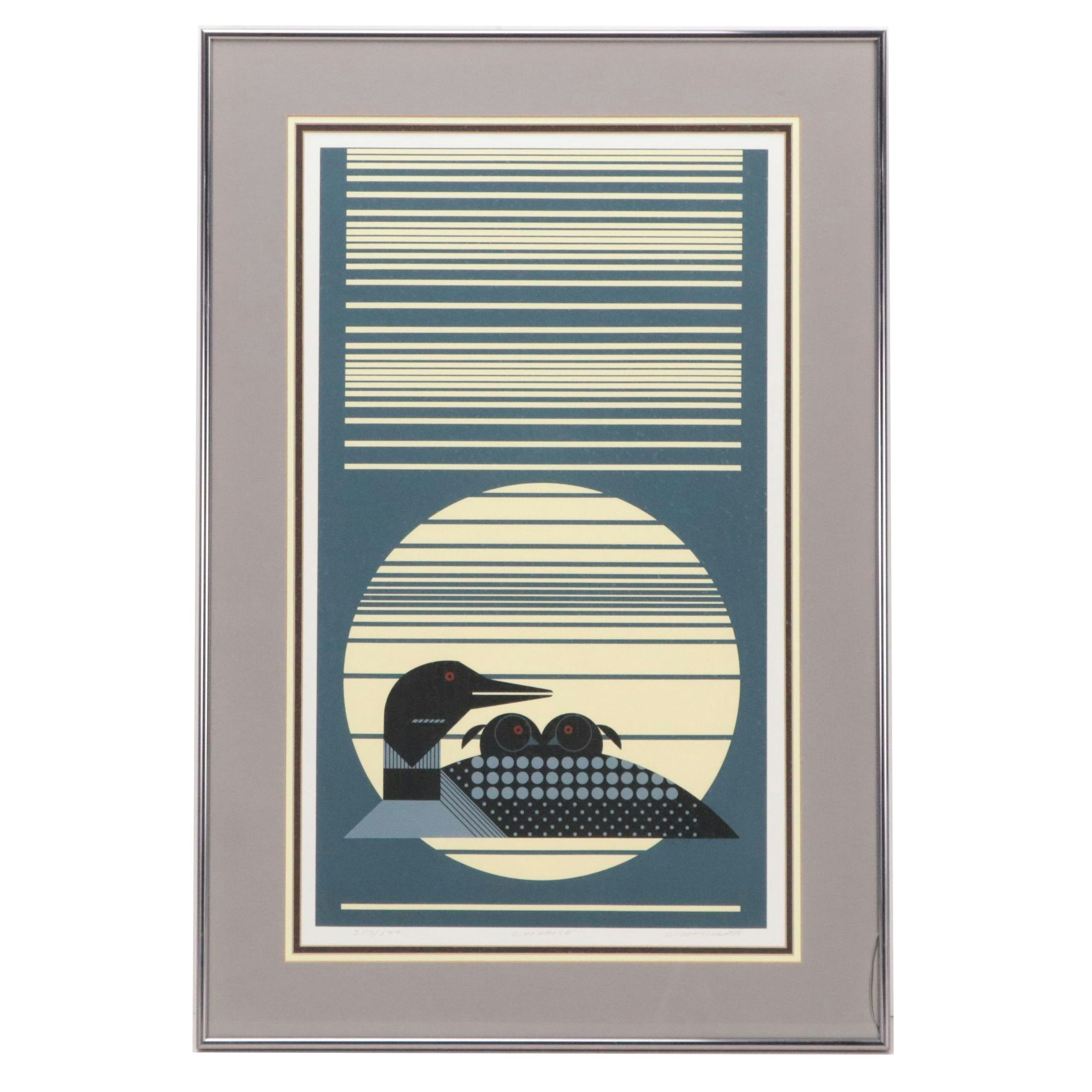 Charley Harper Serigraph "Loonrise"