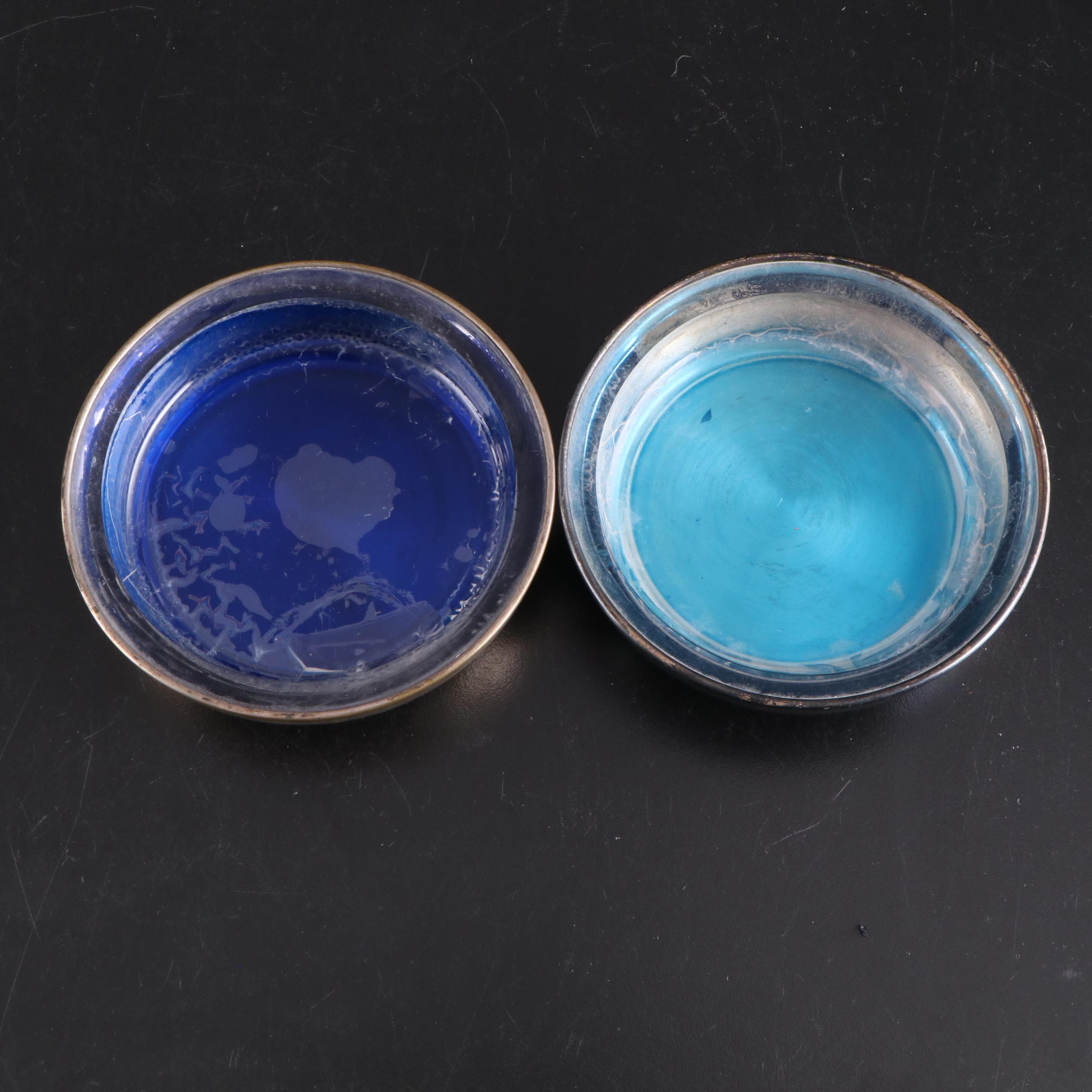 Silver Plate Tobacco Jar with Tongs, Spoon and Bottle Coasters