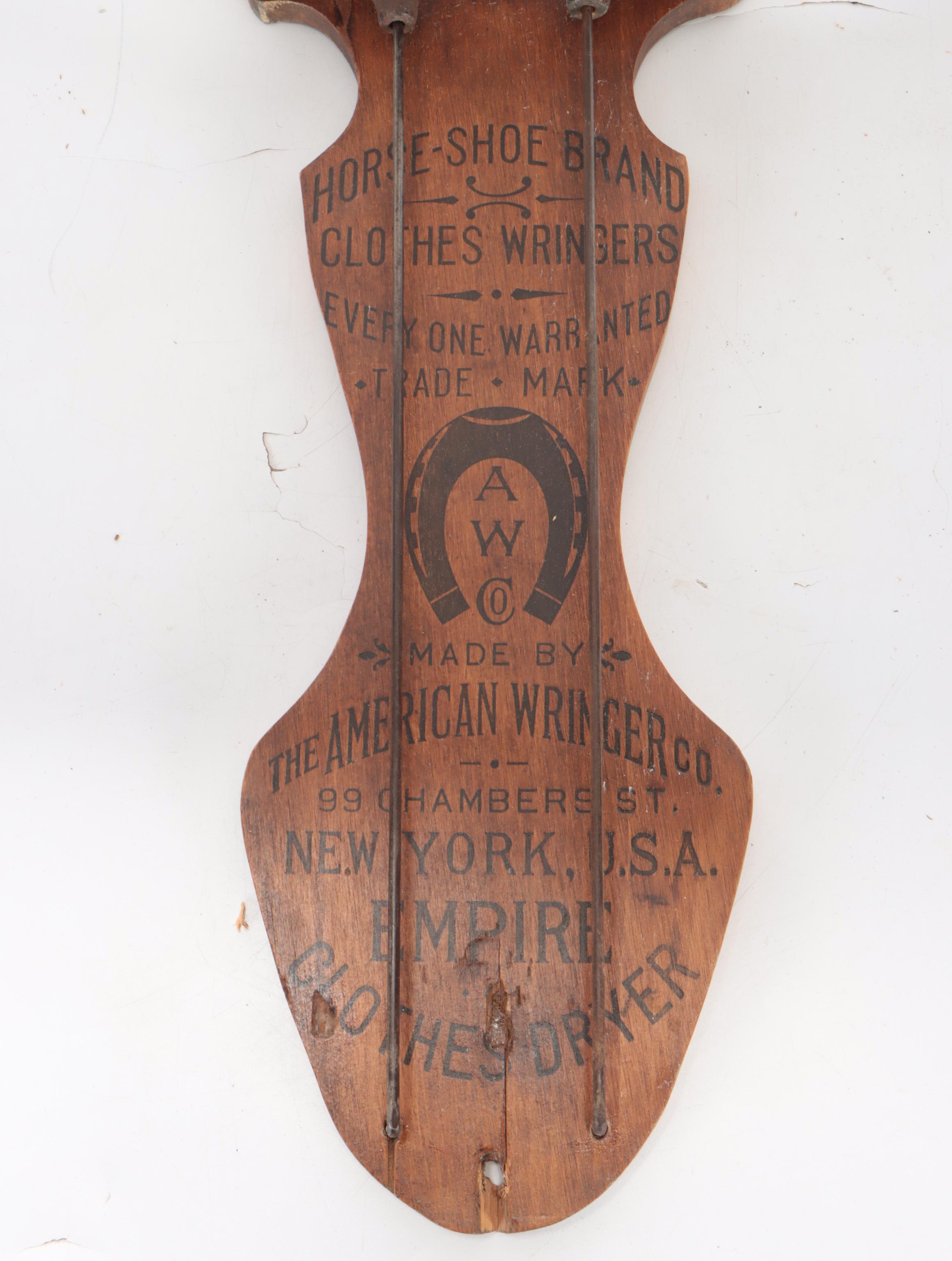 The American Wringer Co Wall Mounted Drying Rack, Late 19th/ Early 20th Century