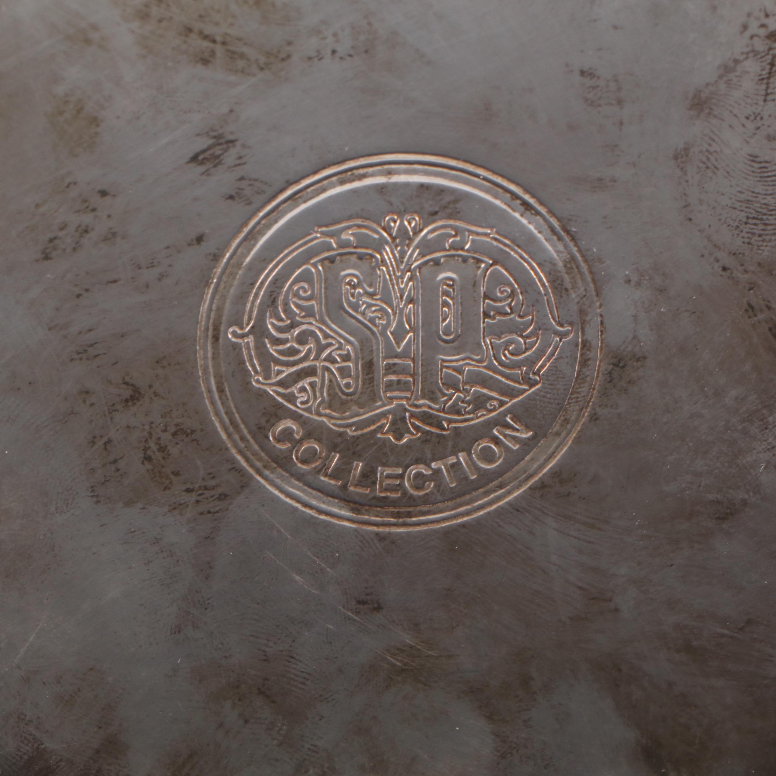 Silver Plate Tobacco Jar with Tongs, Spoon and Bottle Coasters