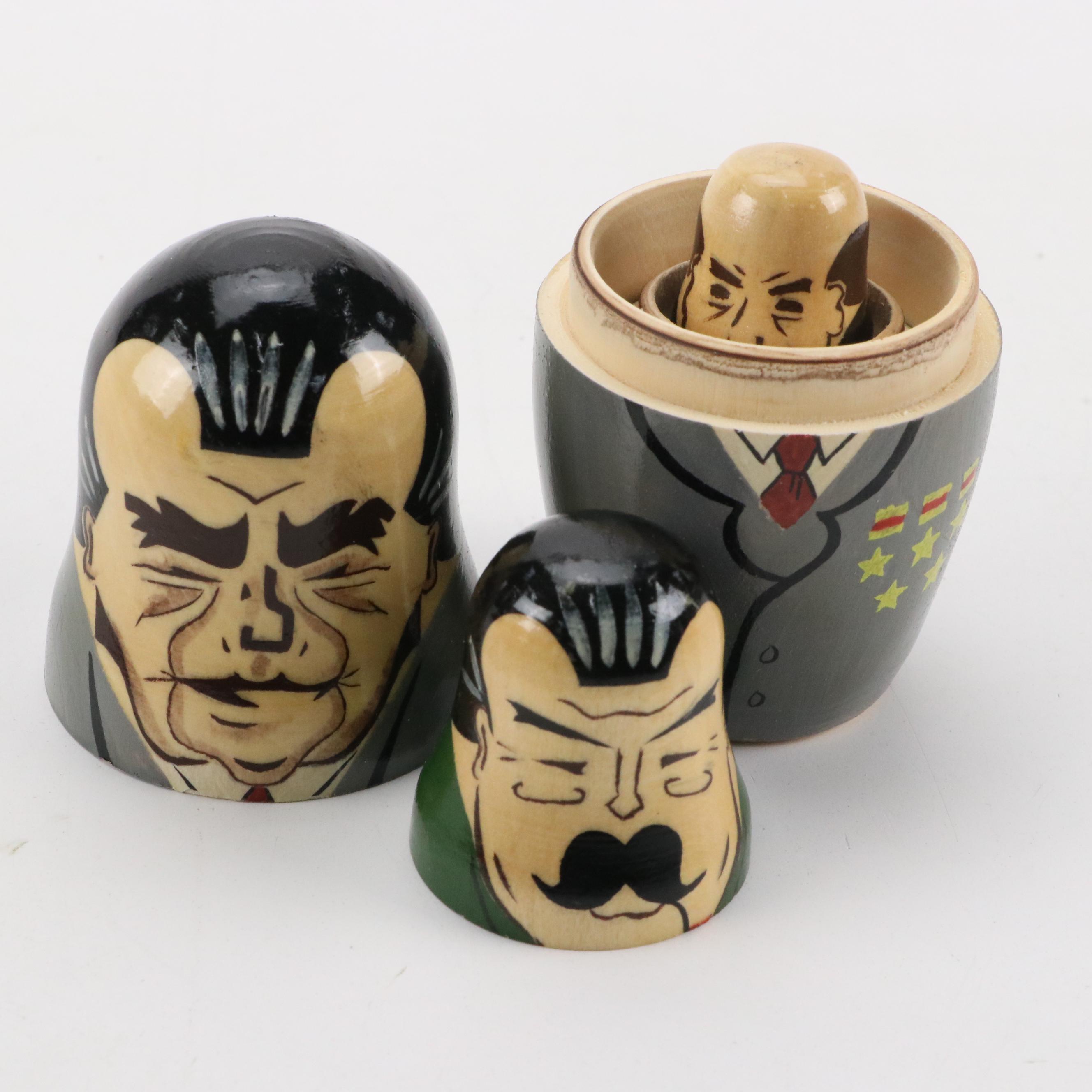 Russian and Soviet Political Leader Hand-Painted Matryoshka Dolls