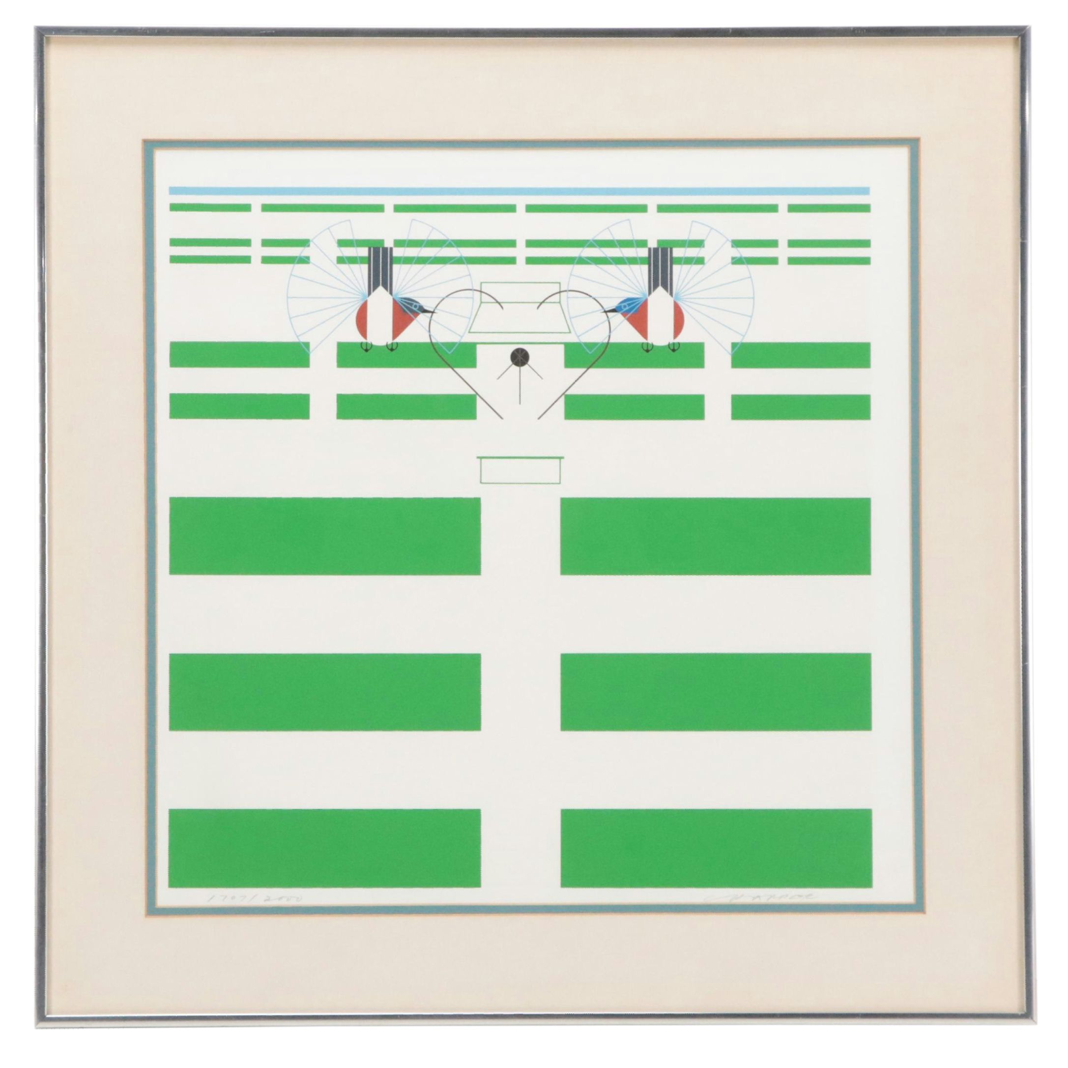 Charley Harper Serigraph "Bluebirds in the Bluegrass"