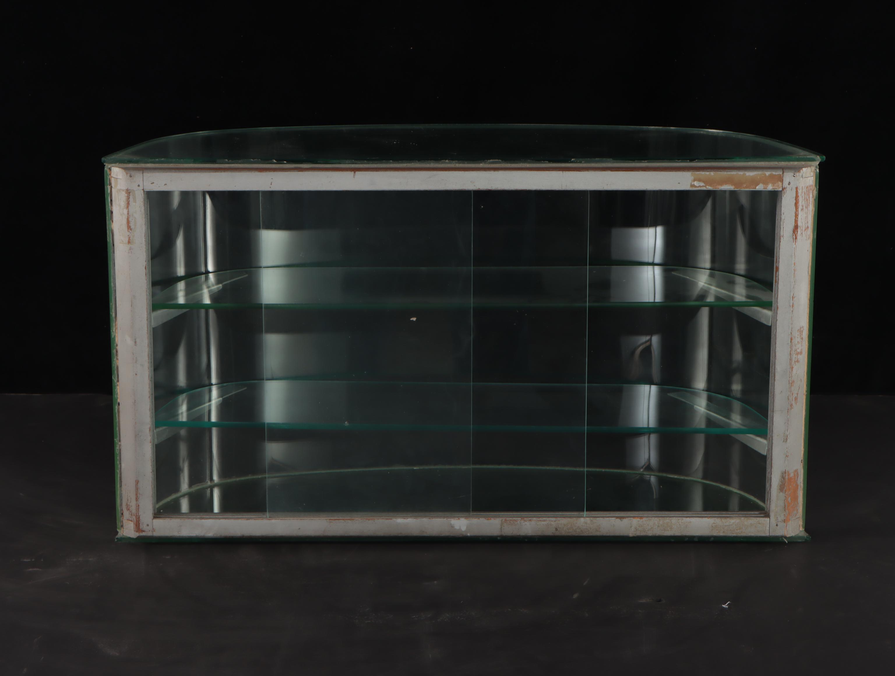 Two-Tiered Clear Glass Tabletop Display Cabinet