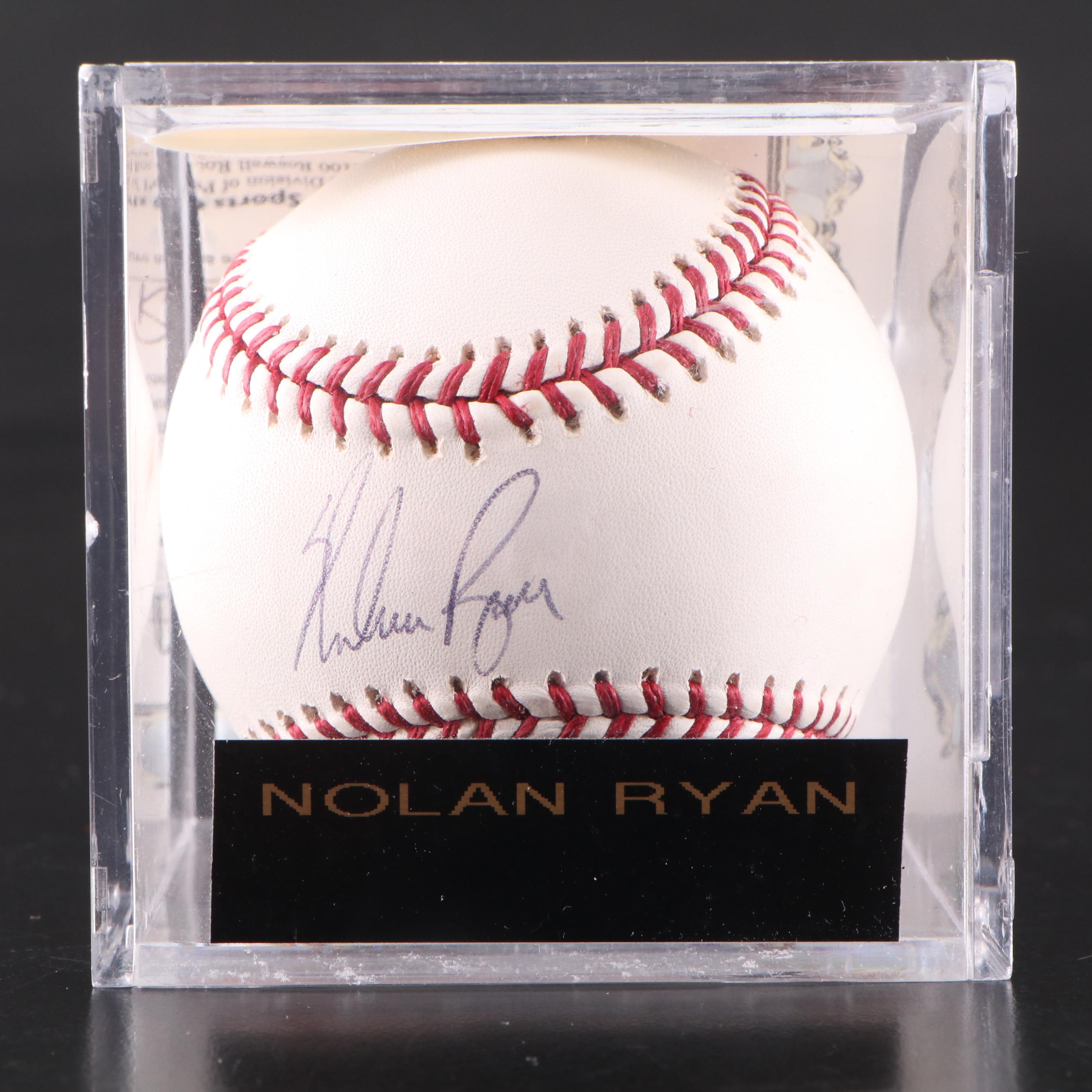 Nolan Ryan Signed Rawlings Official Major League Baseball with Display