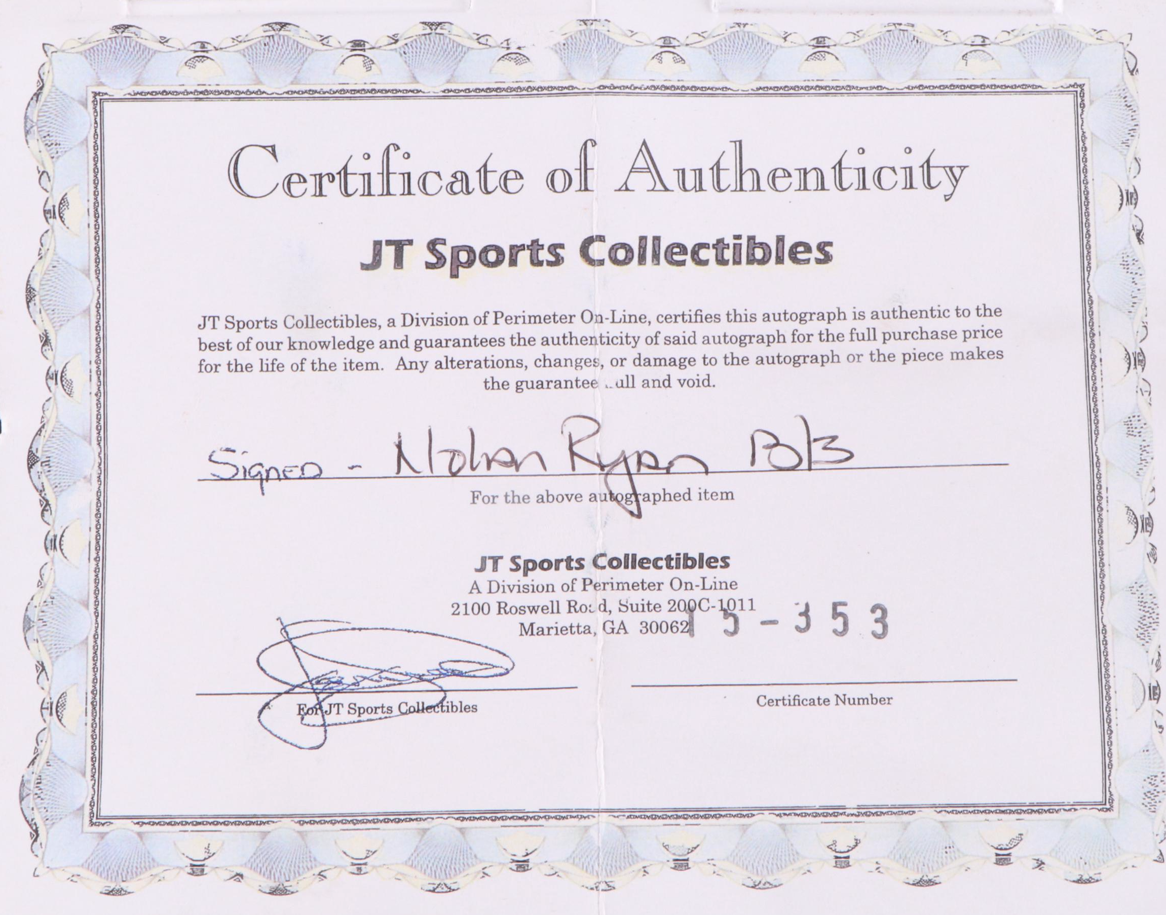 Nolan Ryan Signed Rawlings Official Major League Baseball with Display