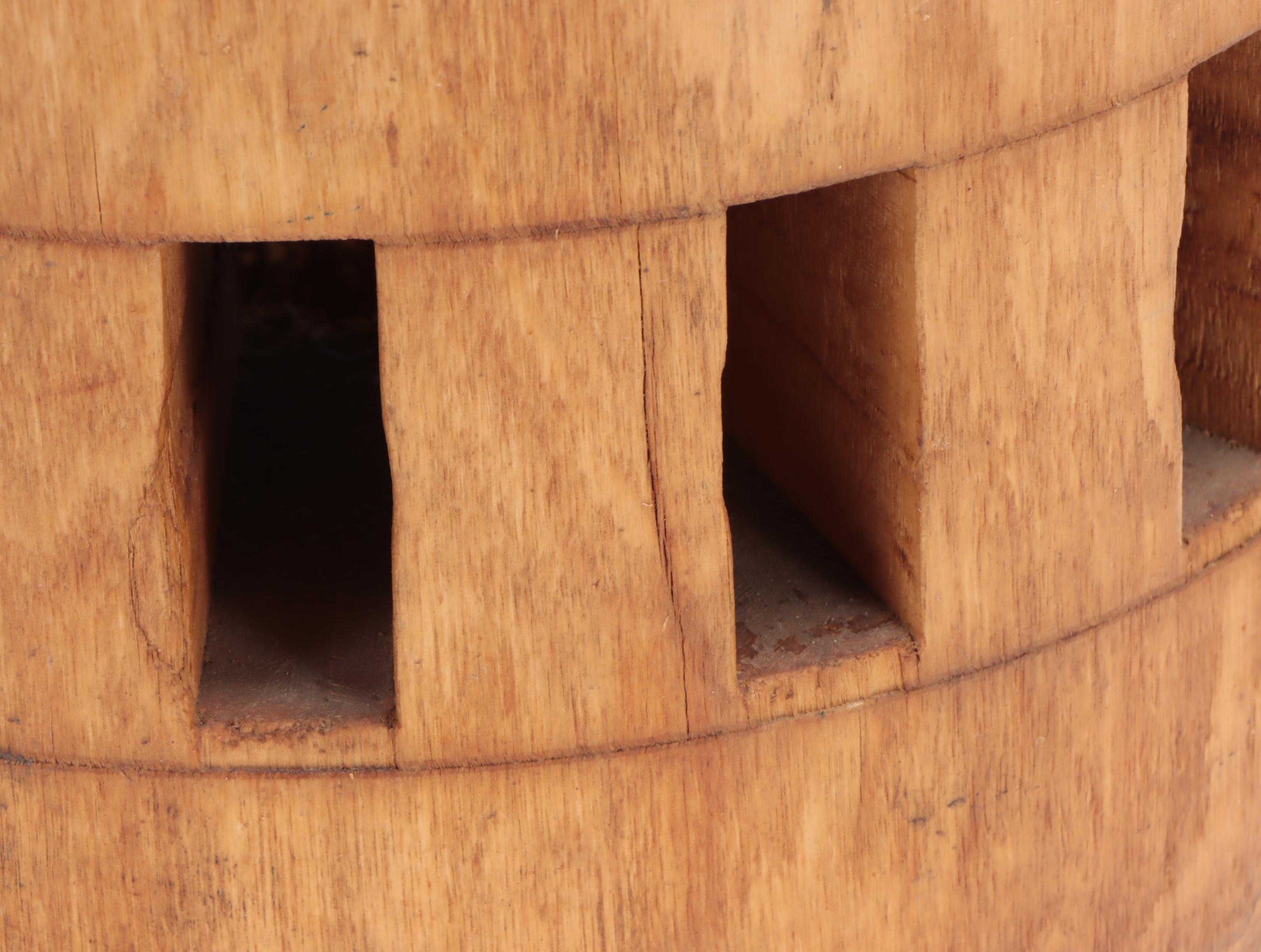 Antique Hand-Carved Wooden Wagon Wheel Hub