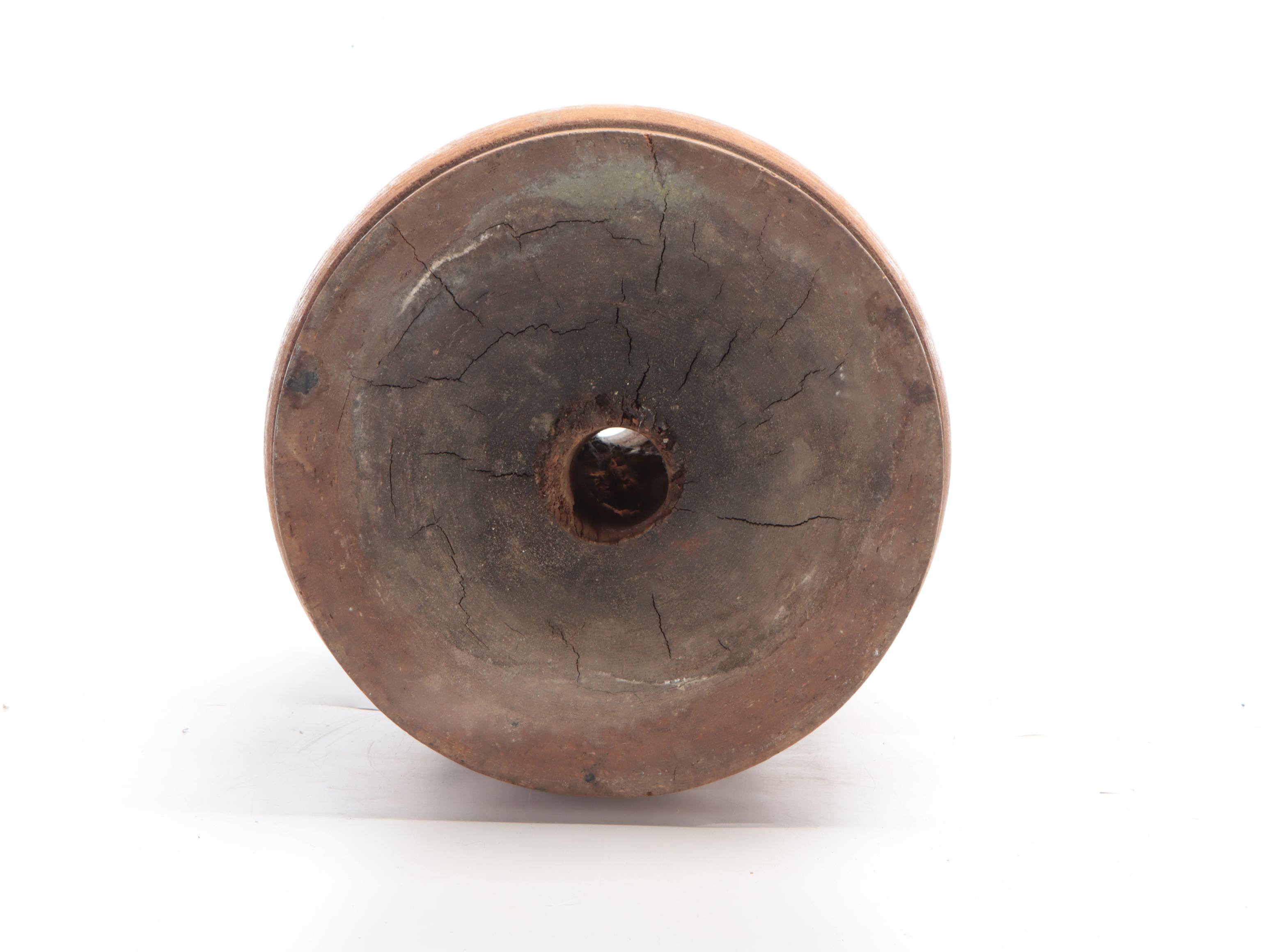 Antique Hand-Carved Wooden Wagon Wheel Hub