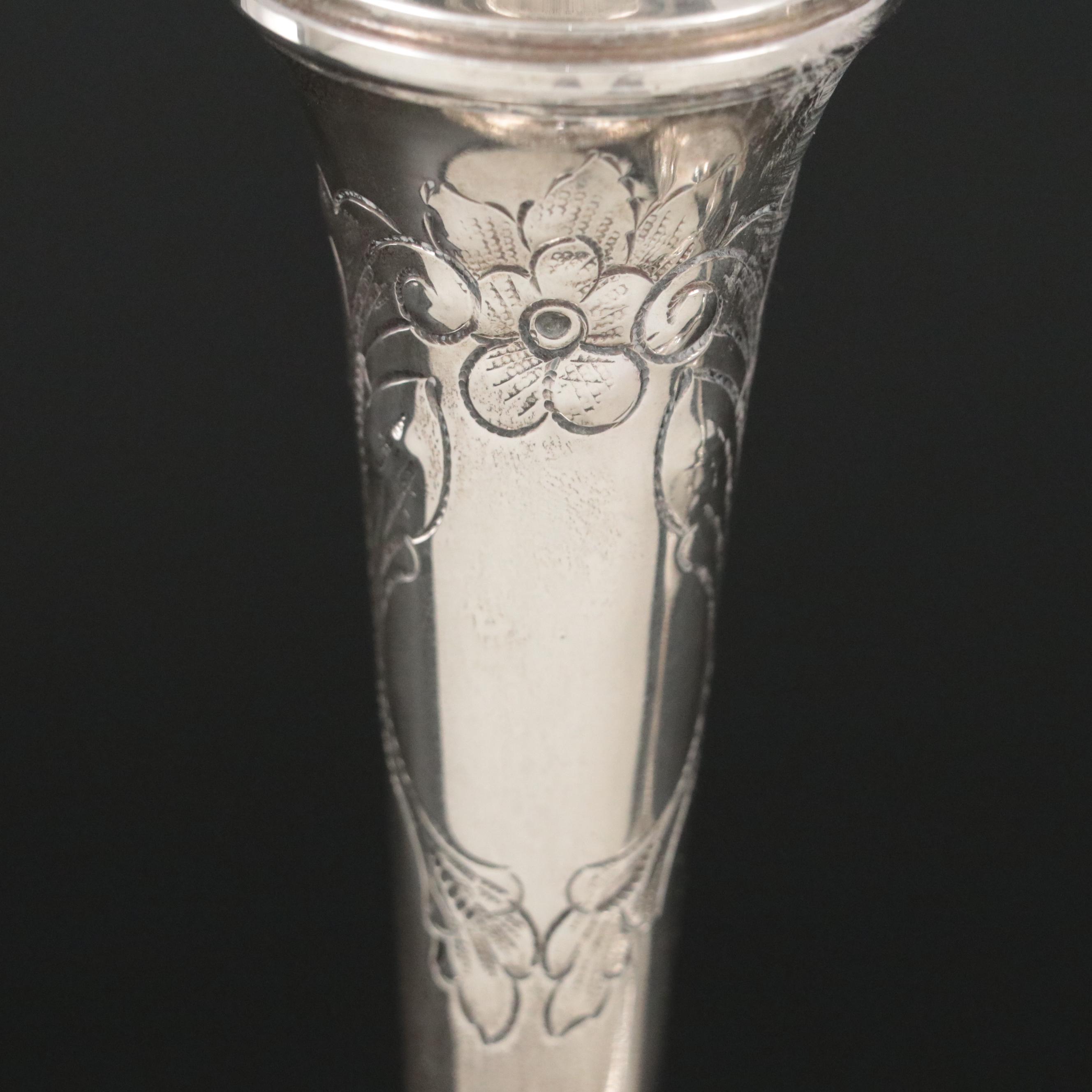 Durham Hand-Chased Sterling Candlesticks with Other Plate Candelabra