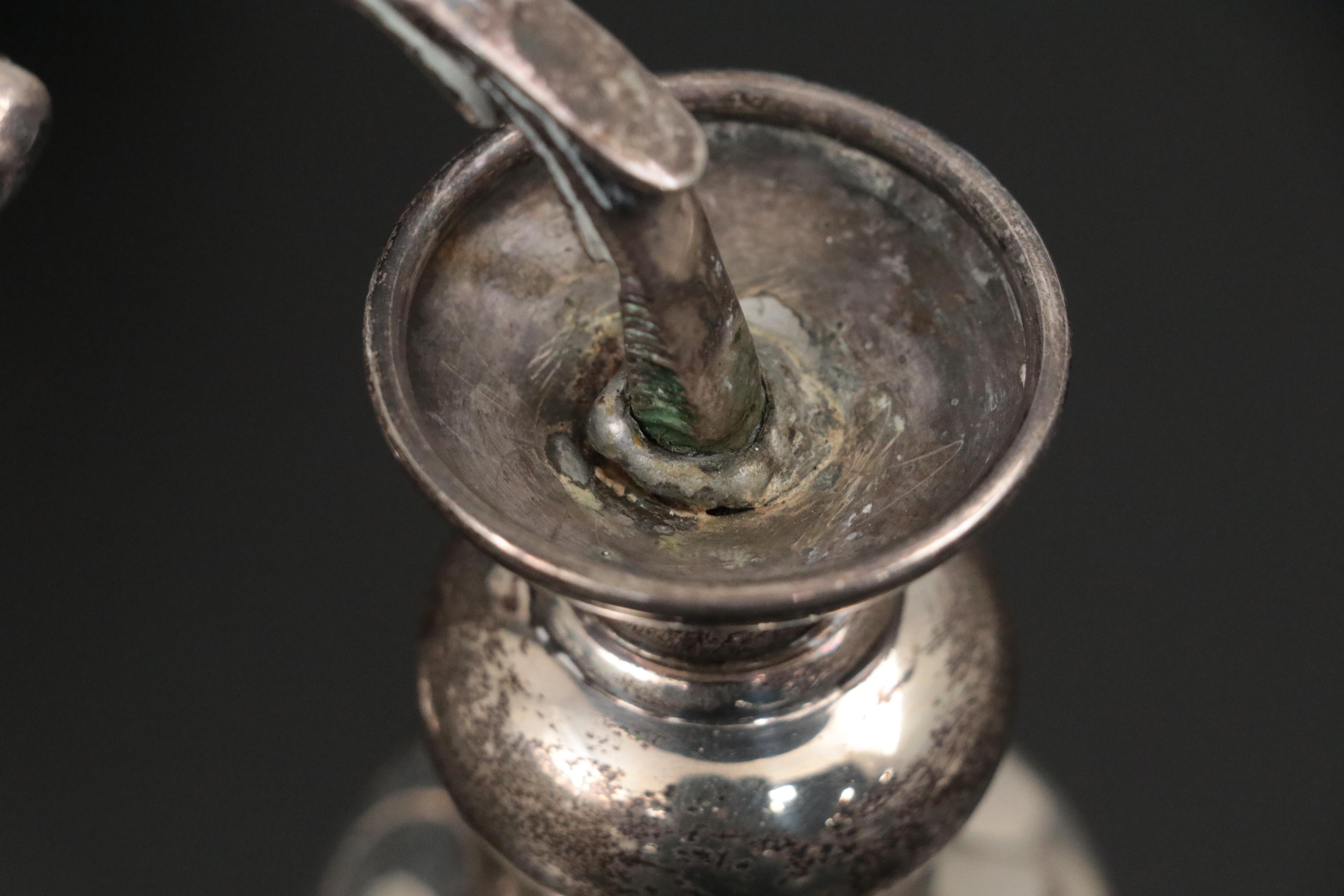 Durham Hand-Chased Sterling Candlesticks with Other Plate Candelabra