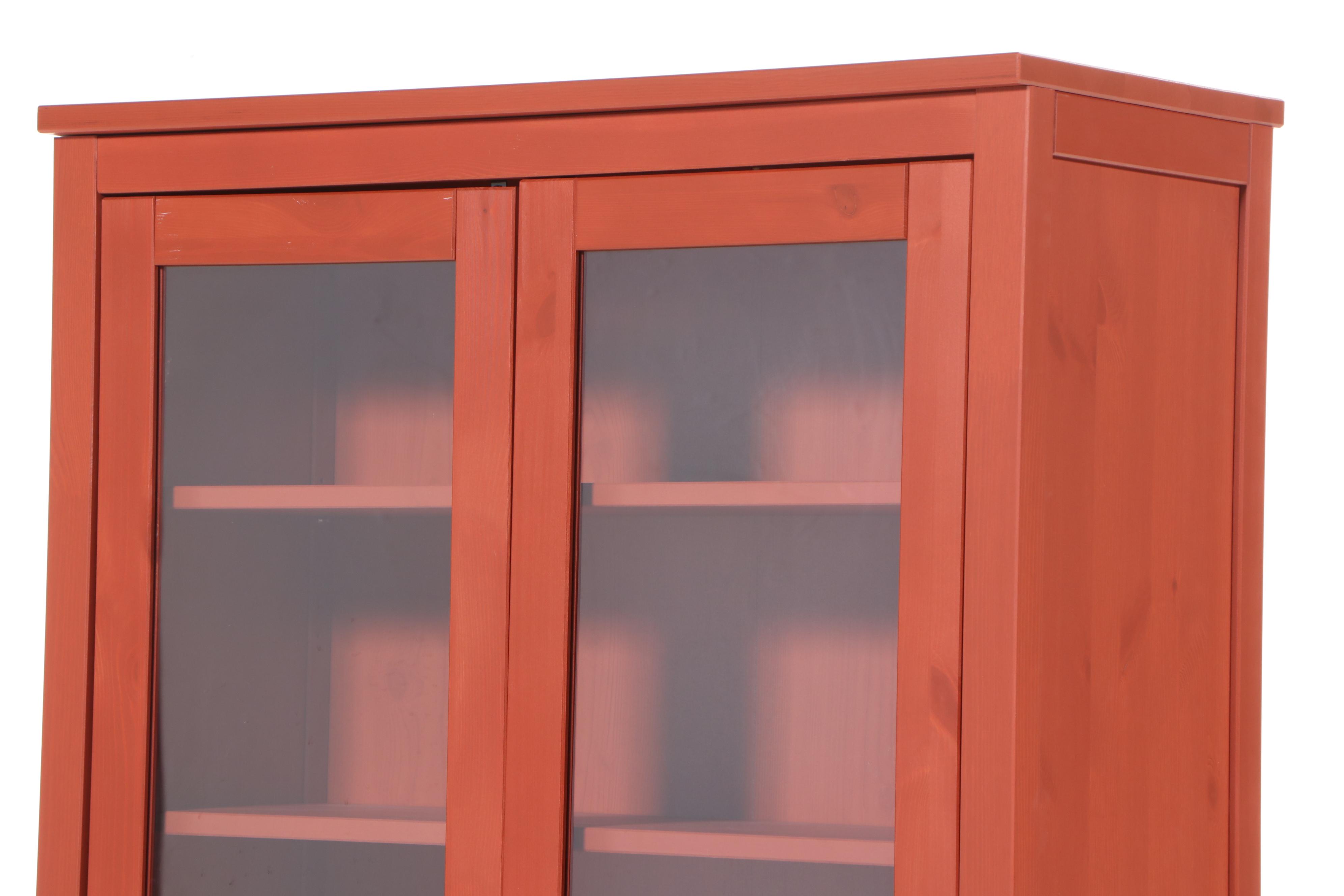 IKEA "Hemnes" Red-Stained Pine Display Cabinet