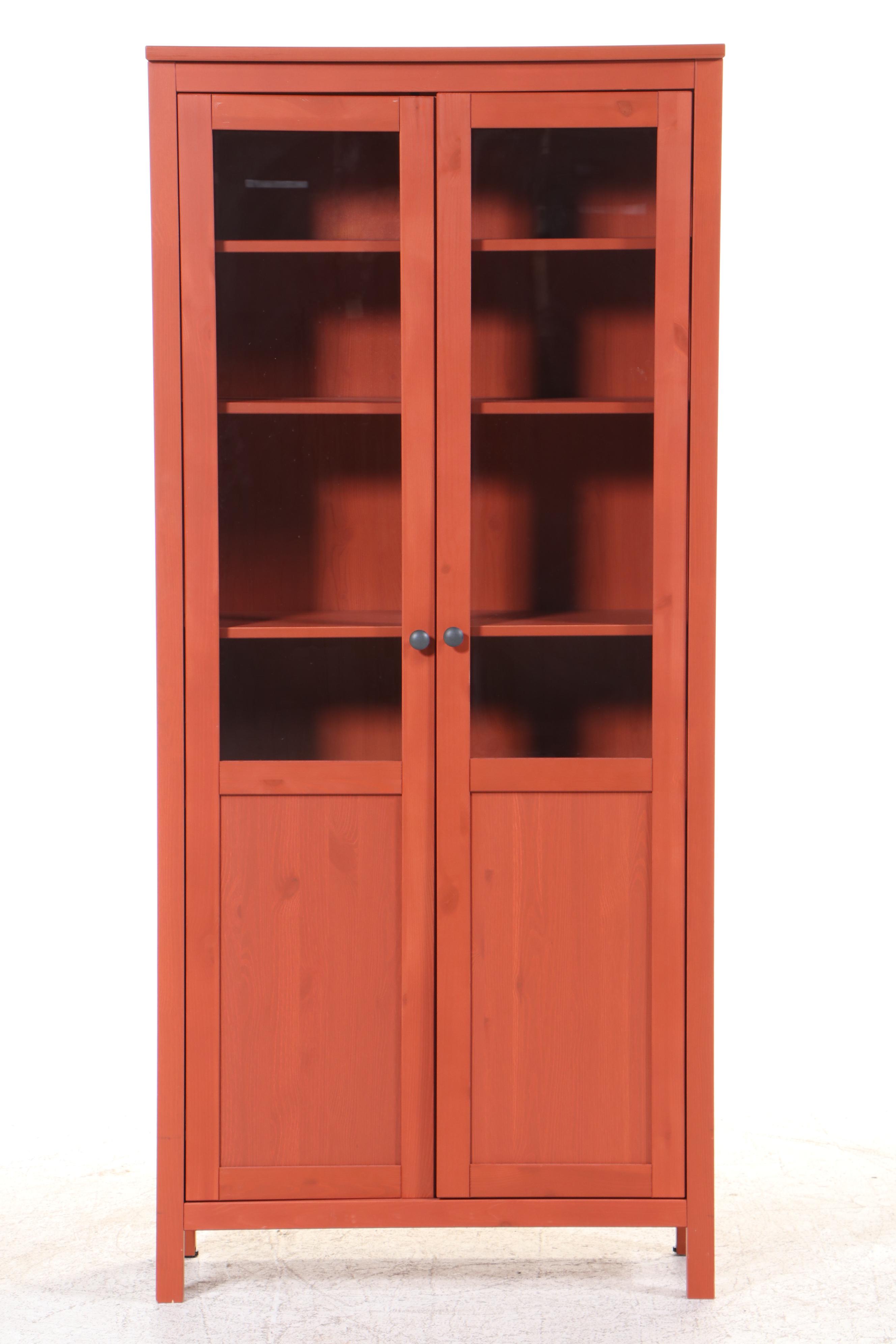 IKEA "Hemnes" Red-Stained Pine Display Cabinet