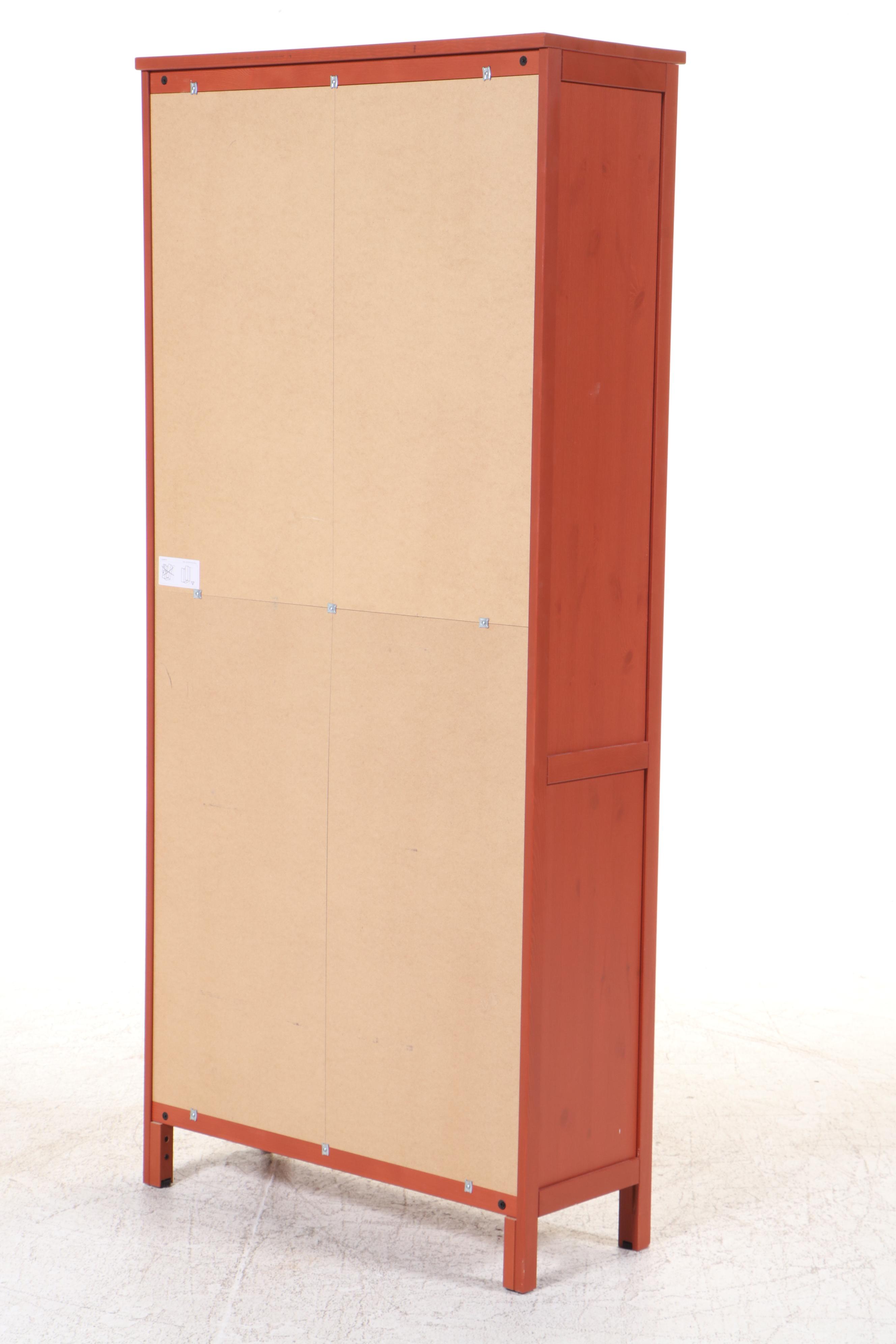 IKEA "Hemnes" Red-Stained Pine Display Cabinet