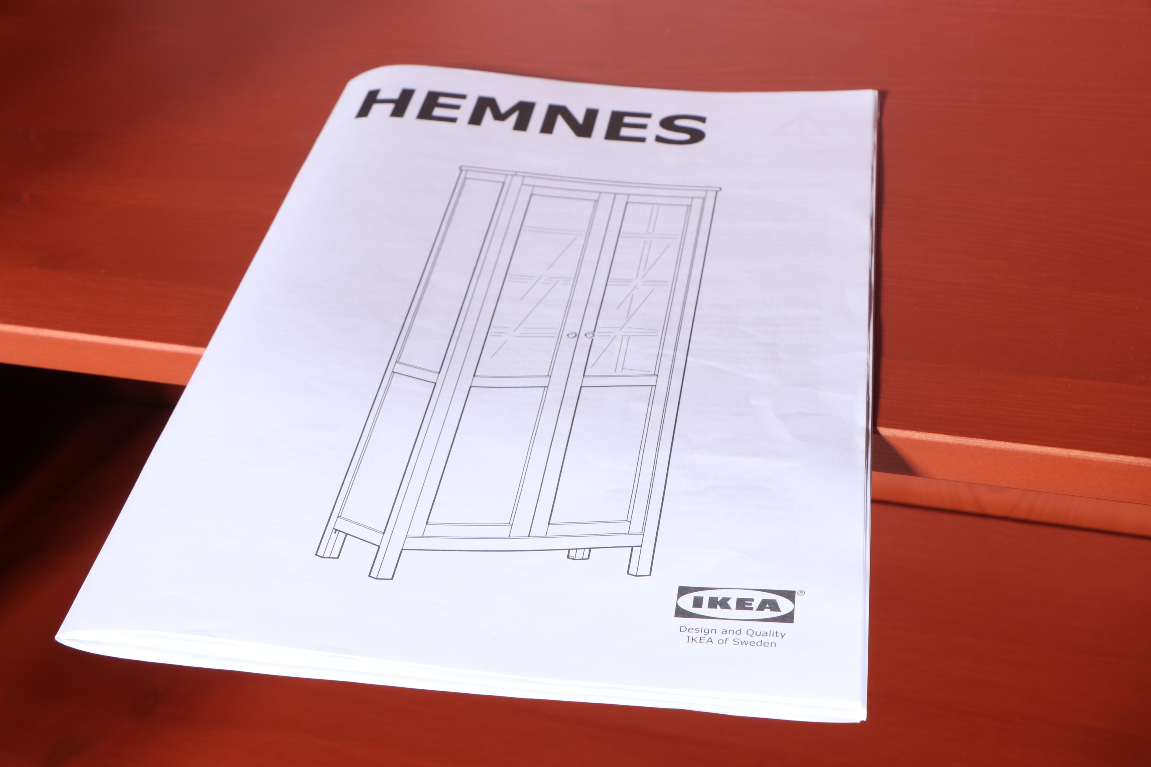 IKEA "Hemnes" Red-Stained Pine Display Cabinet