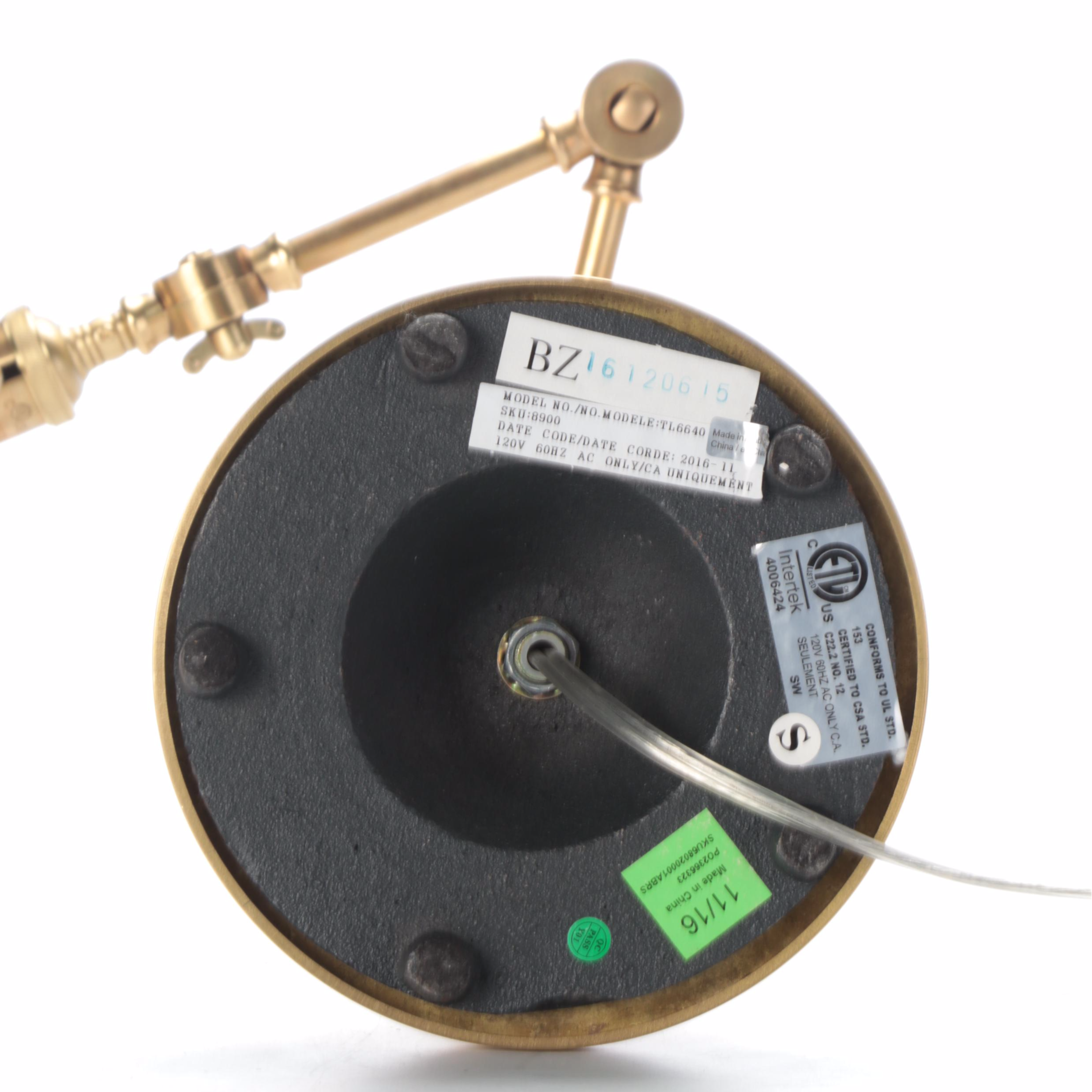 Restoration Hardware Adjustable Brass Desk Lamp, 21st Century