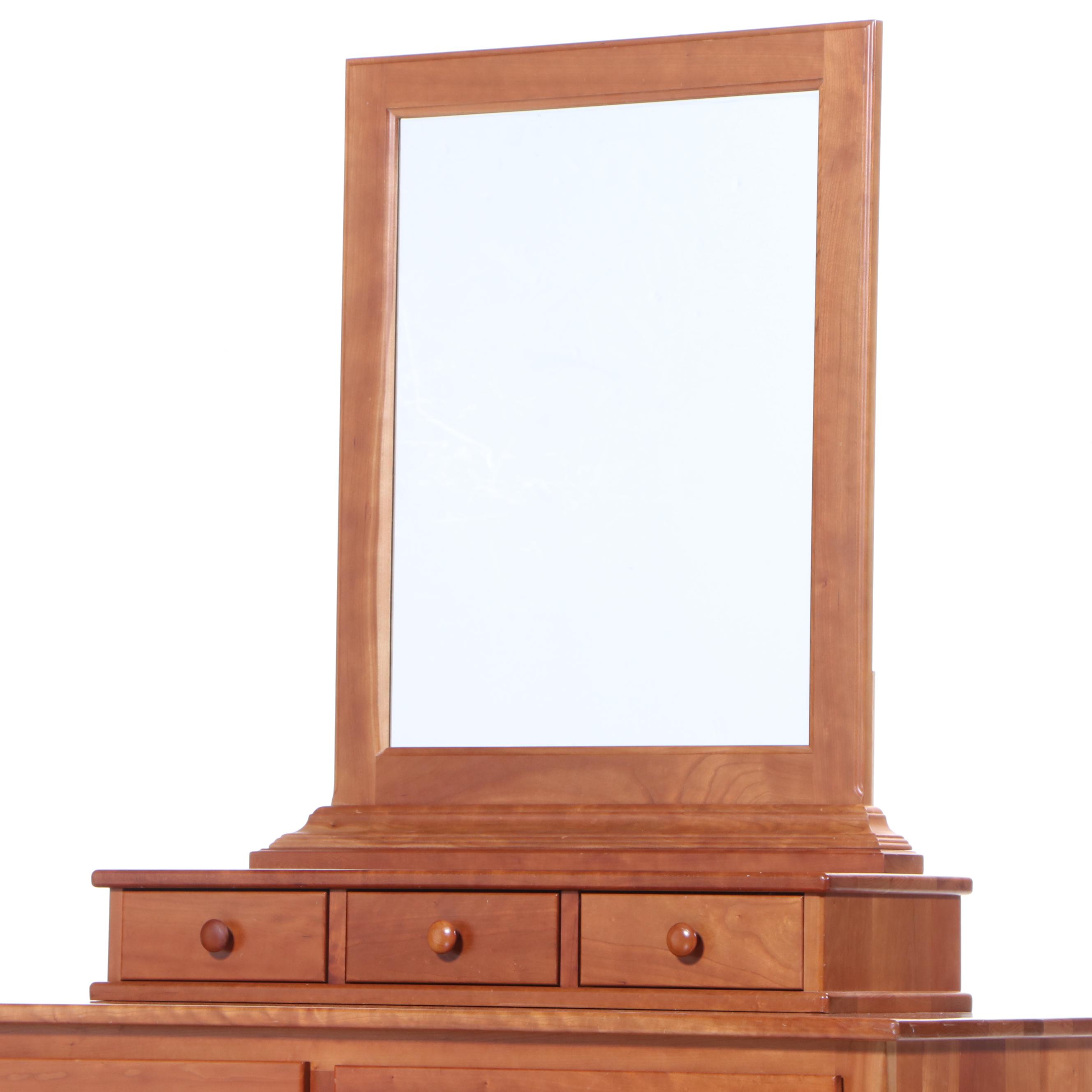Contemporary Cherrywood Dresser with Mirror and Glove Box Drawers EBTH