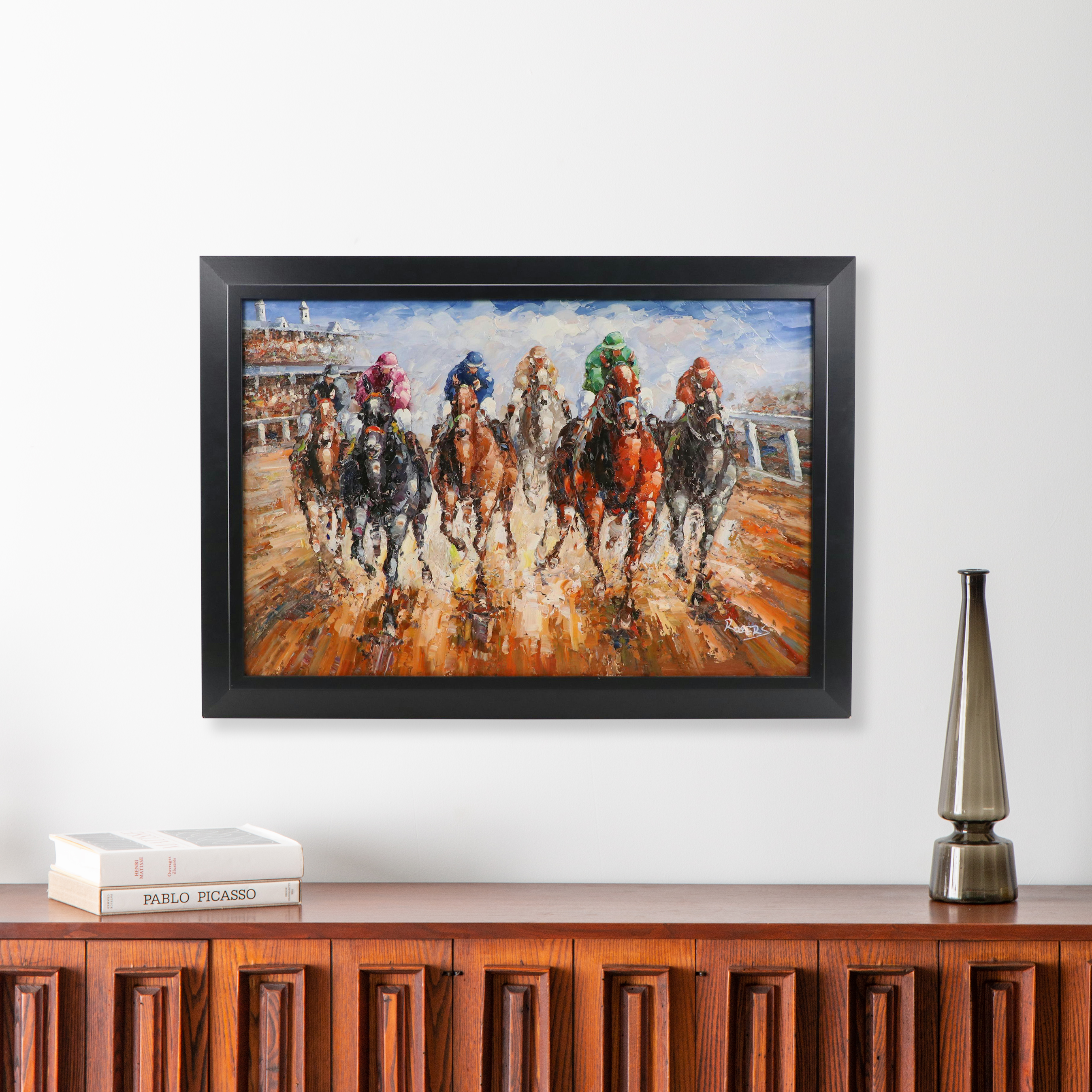 Rogers Kentucky Derby Racing Scene Oil Painting