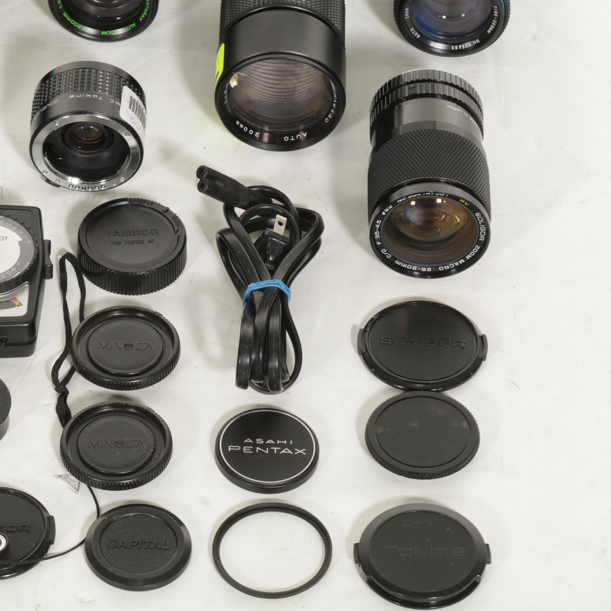 Honeywell Pentax 35mm Camera Bodies, Assorted Lenses and Sunpak Thyristor Flash