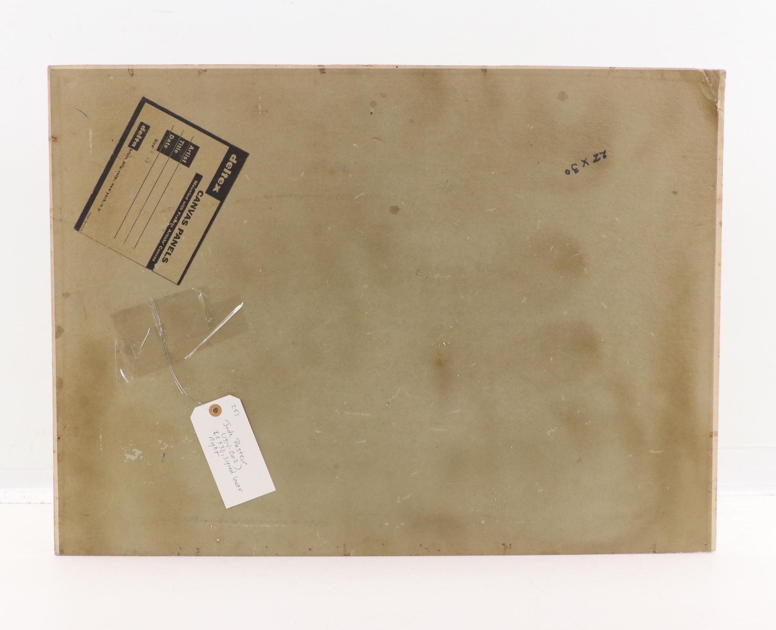 Jade Pasteur Oil Painting of Street Scene, Mid-20th Century